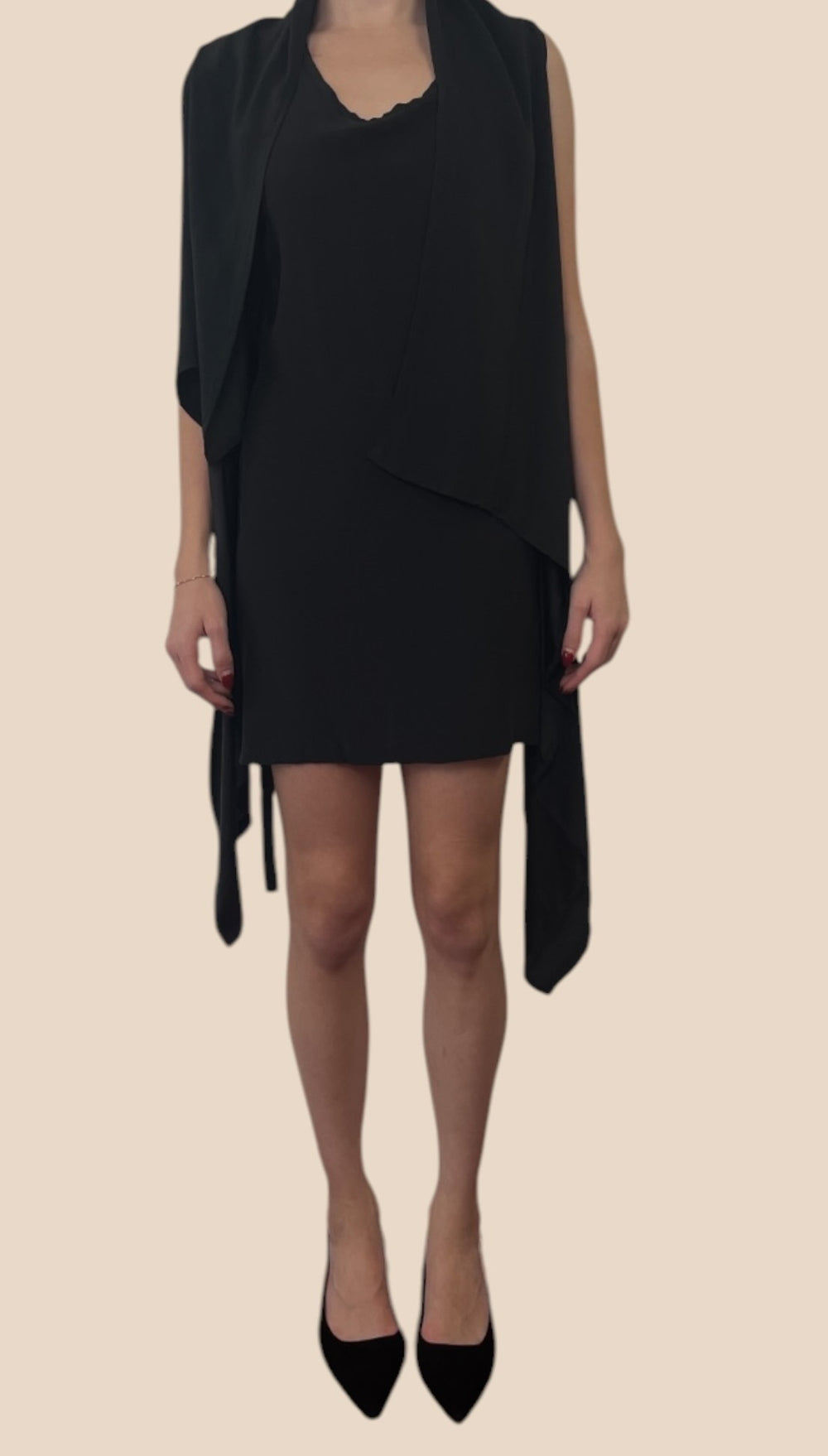 Ann Demeulemeester Black Sleeveless Draped Mini Dress