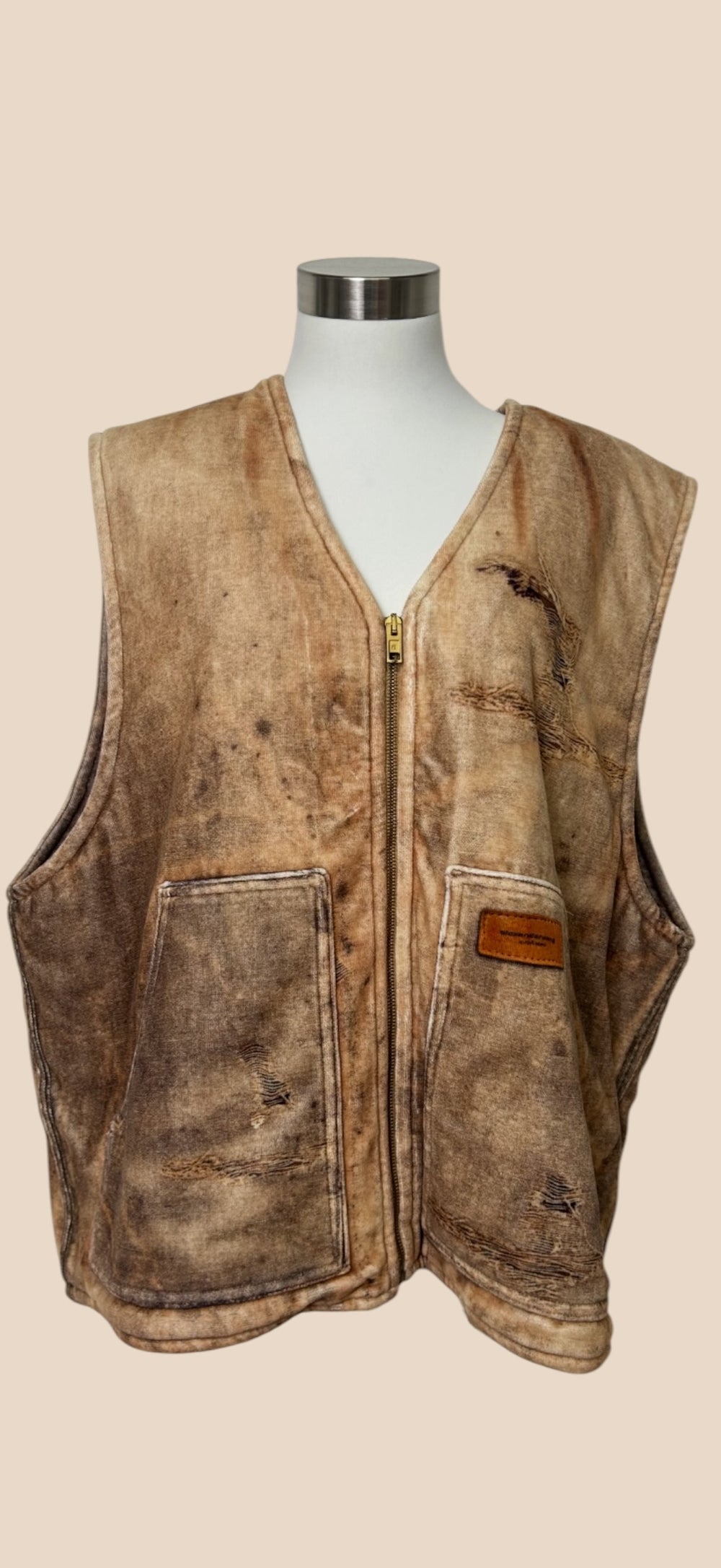 Alexander Wang Brown Distressed Zip-Up Vest