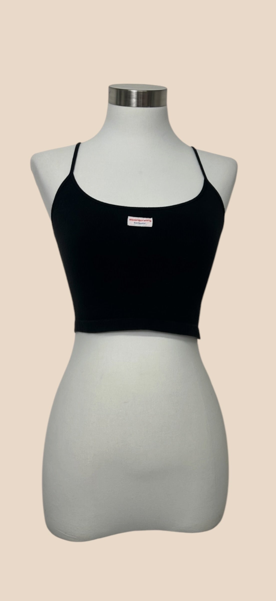 Alexander Wang Black Ribbed Logo Crop Top