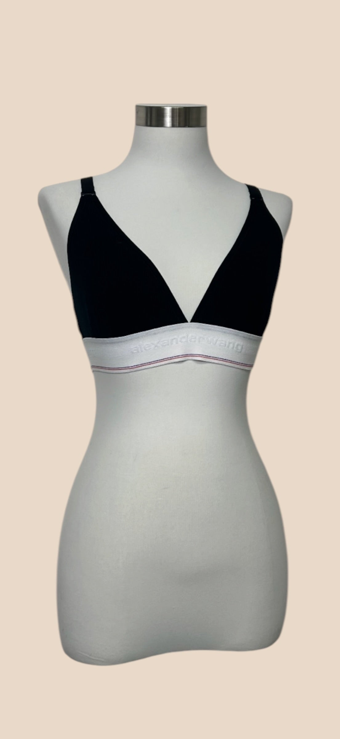Alexander Wang Black Logo Band Triangle Bralette