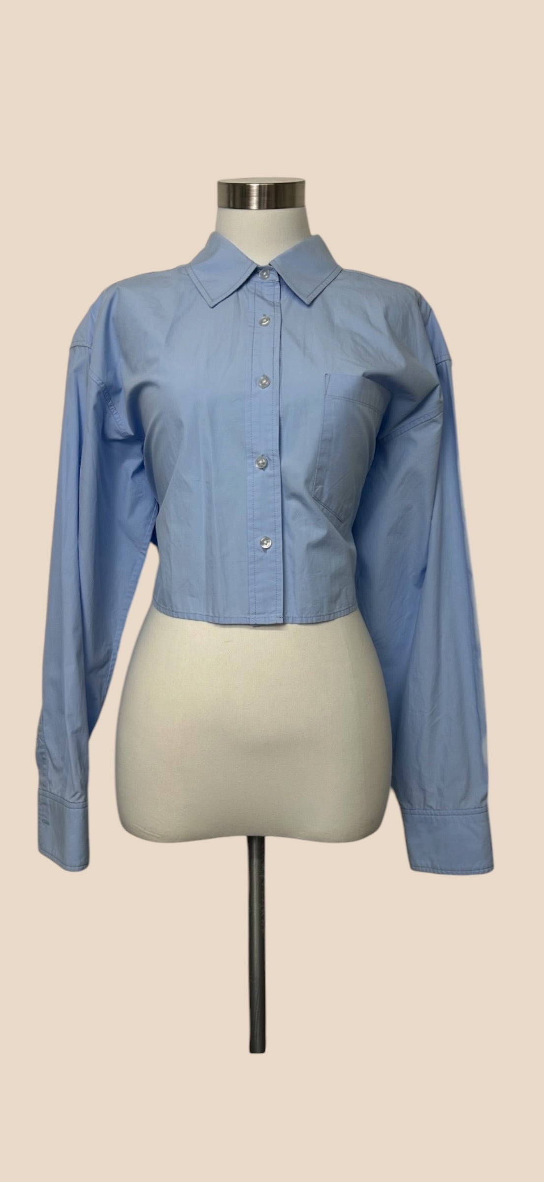 Alexander Wang Light Blue Cropped Button-Up Shirt