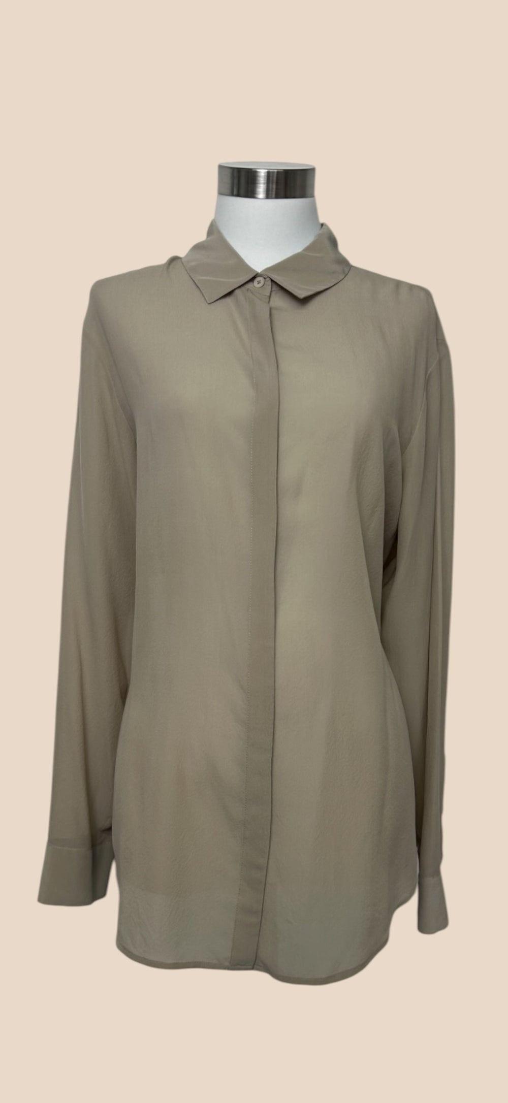 Alexander Wang Taupe Long Sleeve Button-Up Shirt