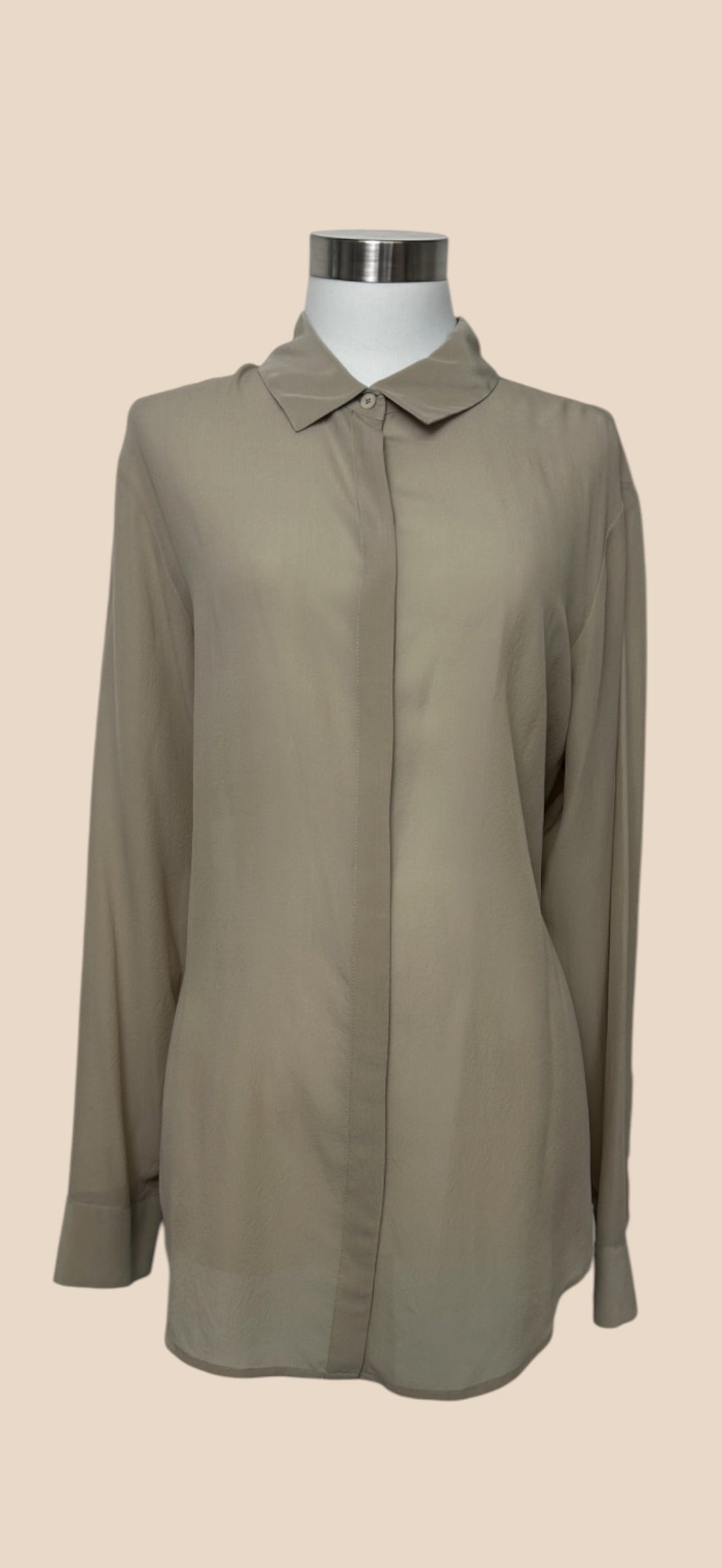 Alexander Wang Taupe Long Sleeve Button-Up Shirt