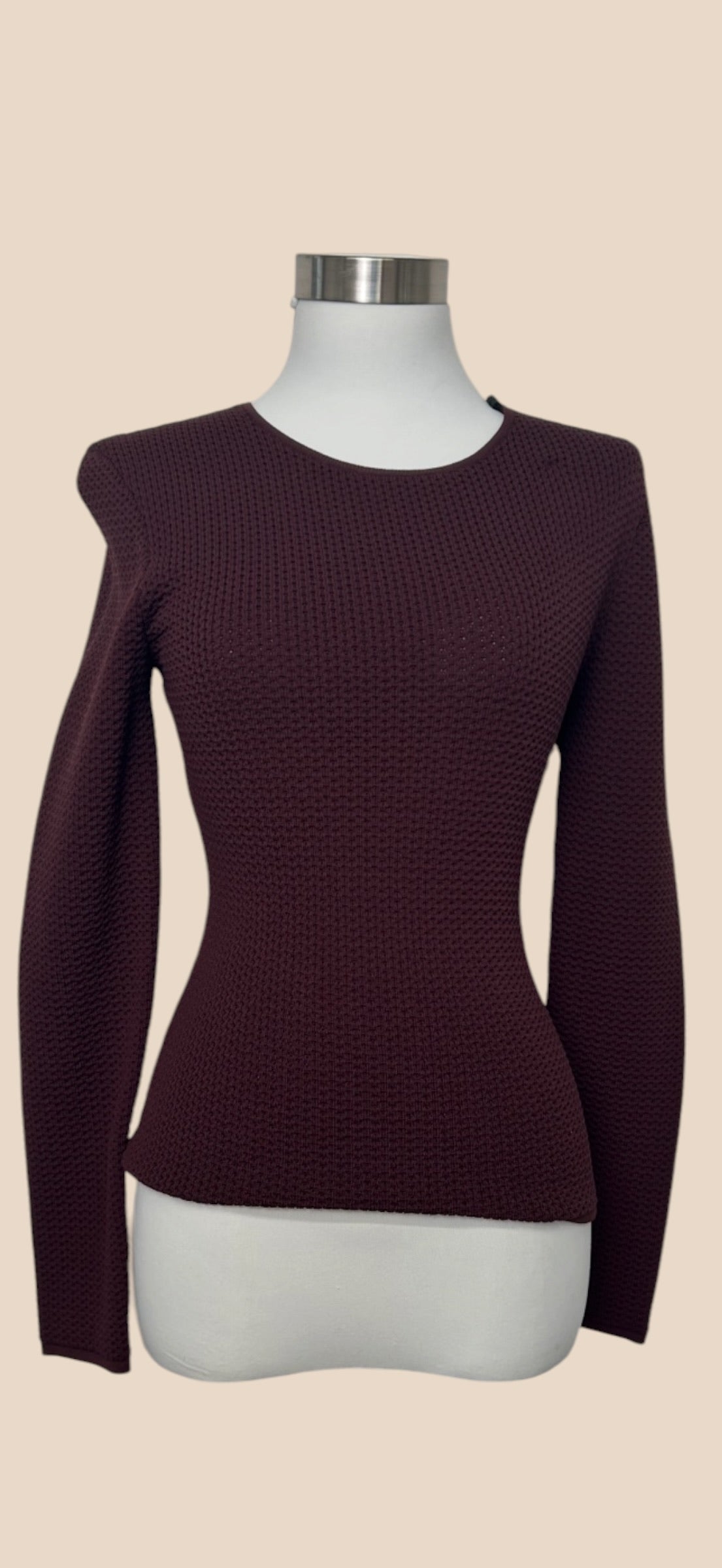 Alexander Wang Burgundy Textured Knit Long Sleeve Sweater