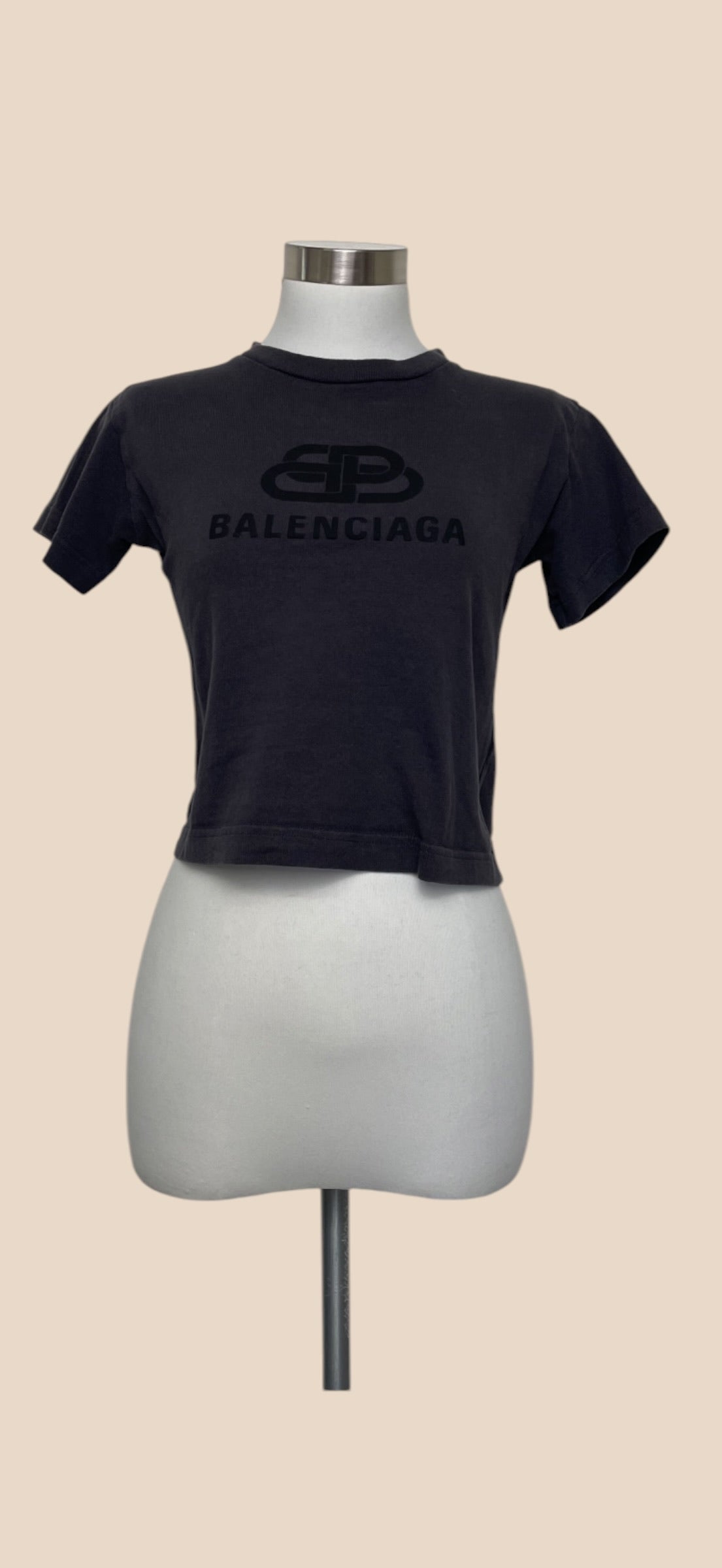Balenciaga Black Logo Cropped T-Shirt