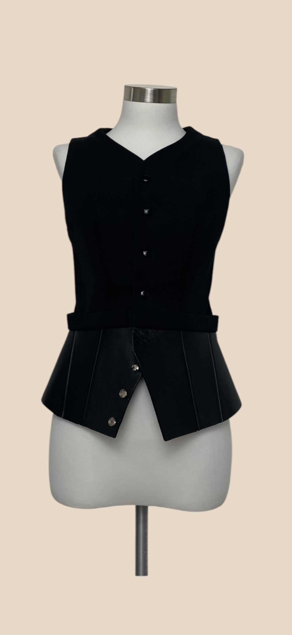 Balenciaga Black Button-Front Peplum Vest