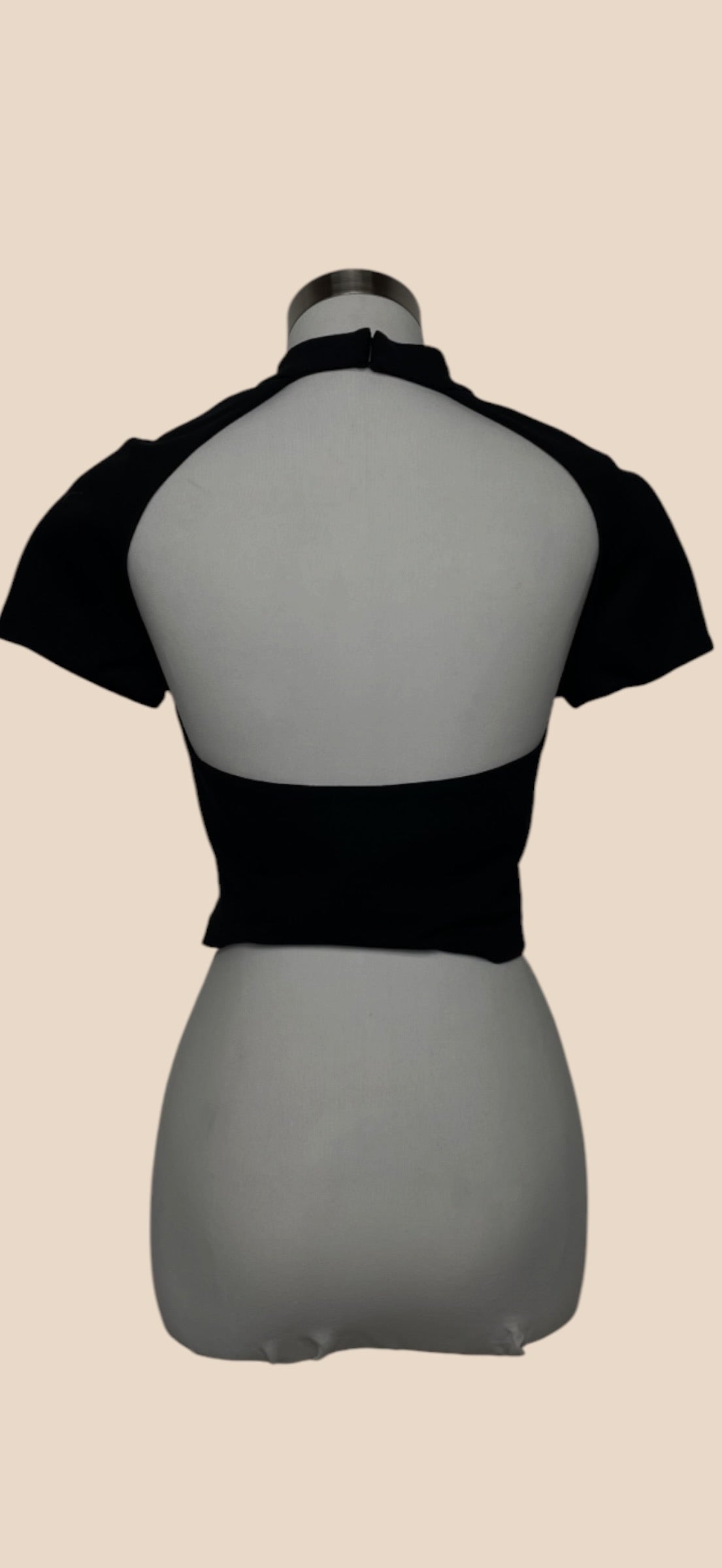 Area Black Crystal Embellished Cutout Crop Top