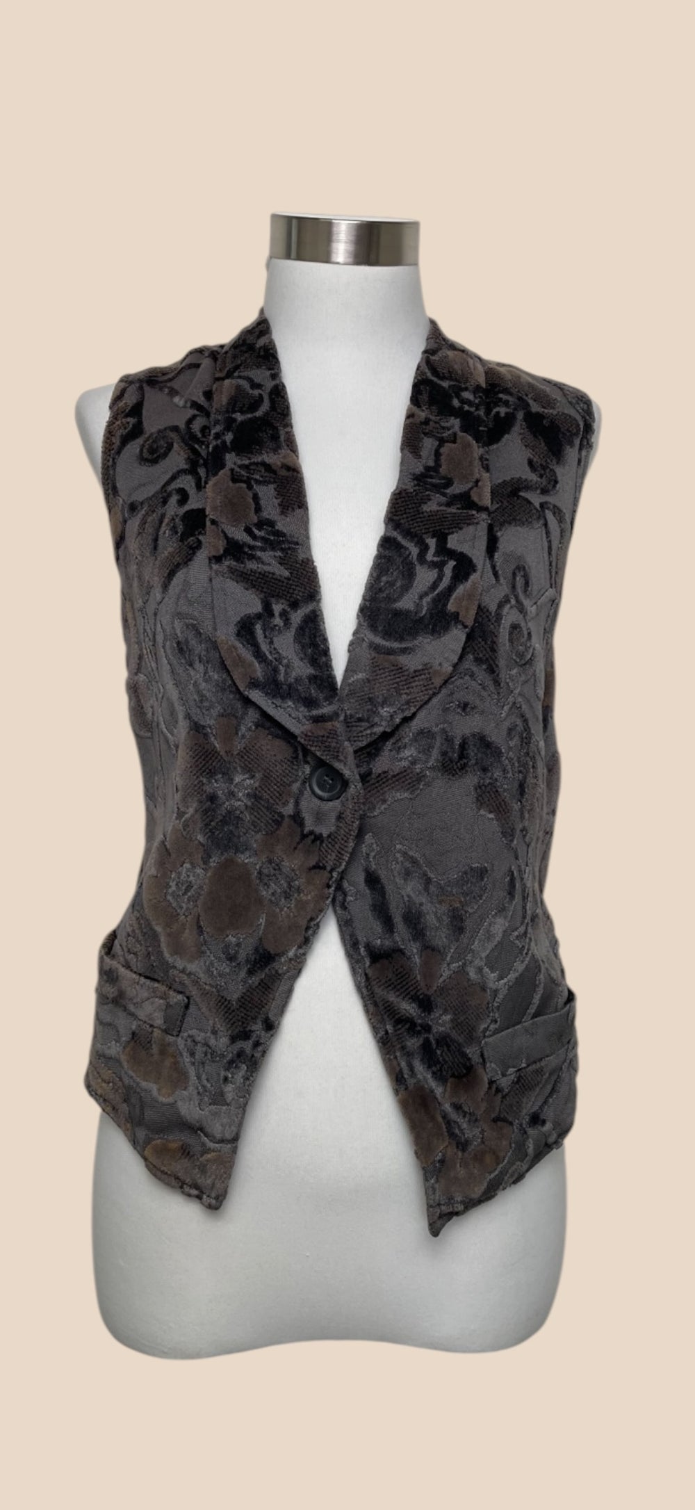Ann Demeulemeester Grey Floral Velvet Sleeveless Tailored Vest
