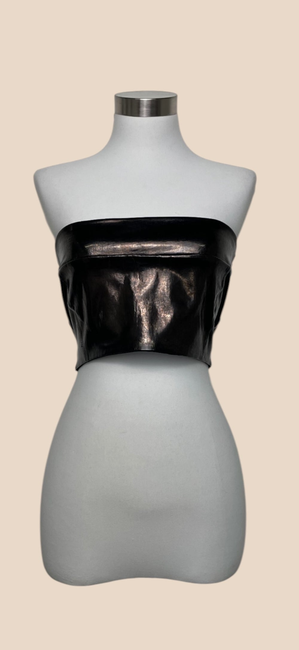 Ann Demeulemeester Black Leather Strapless Bandeau Crop Top