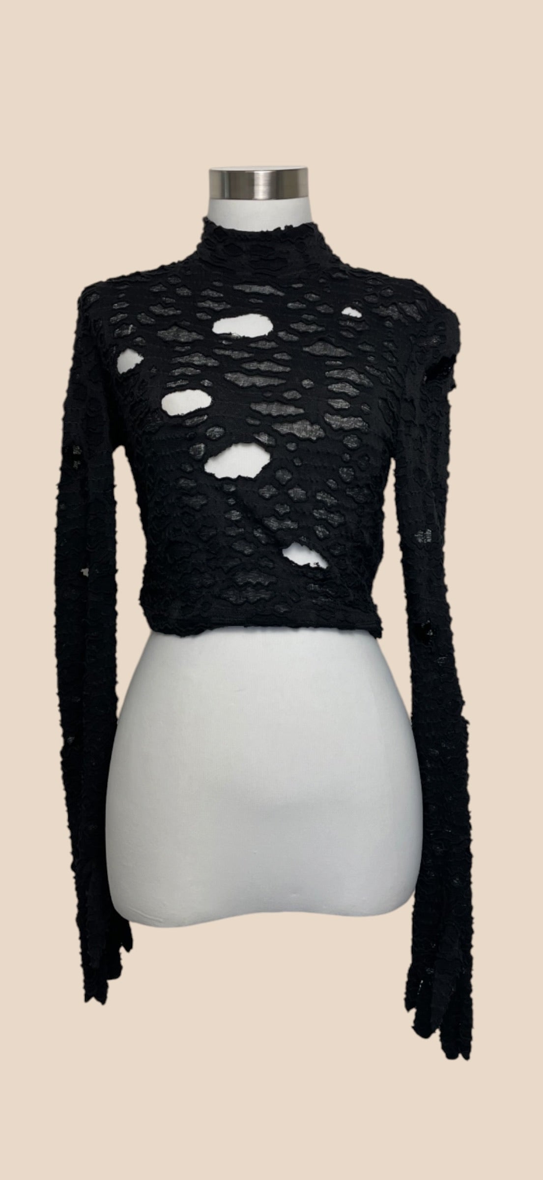 Annakiki Black Distressed Cutout Sweater