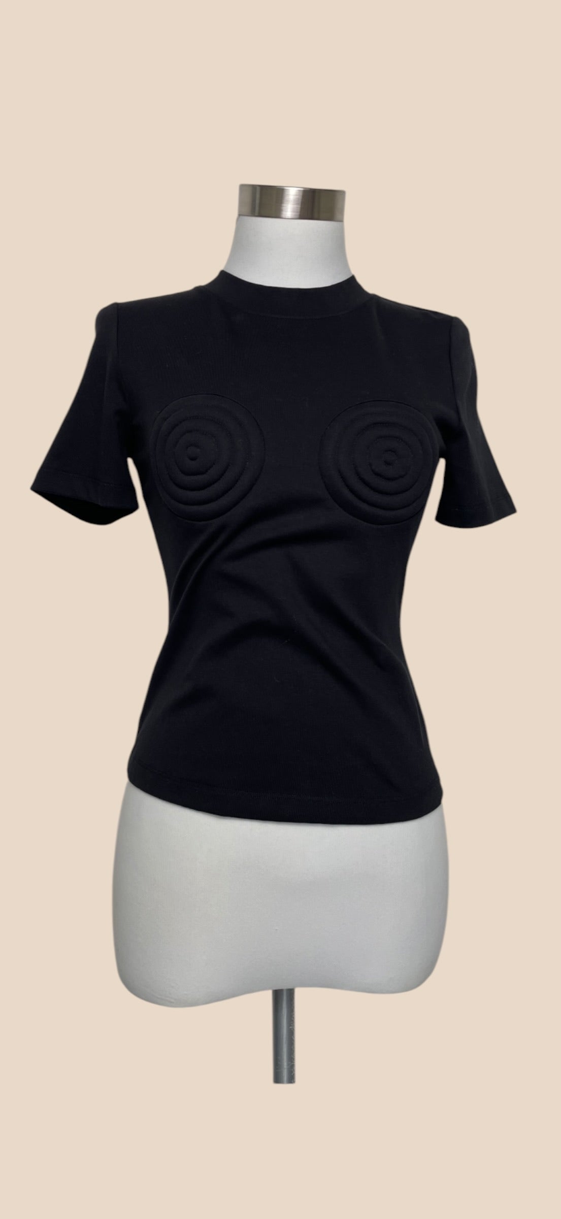 Annakiki Black Short Sleeve Spiral Appliqué T-Shirt