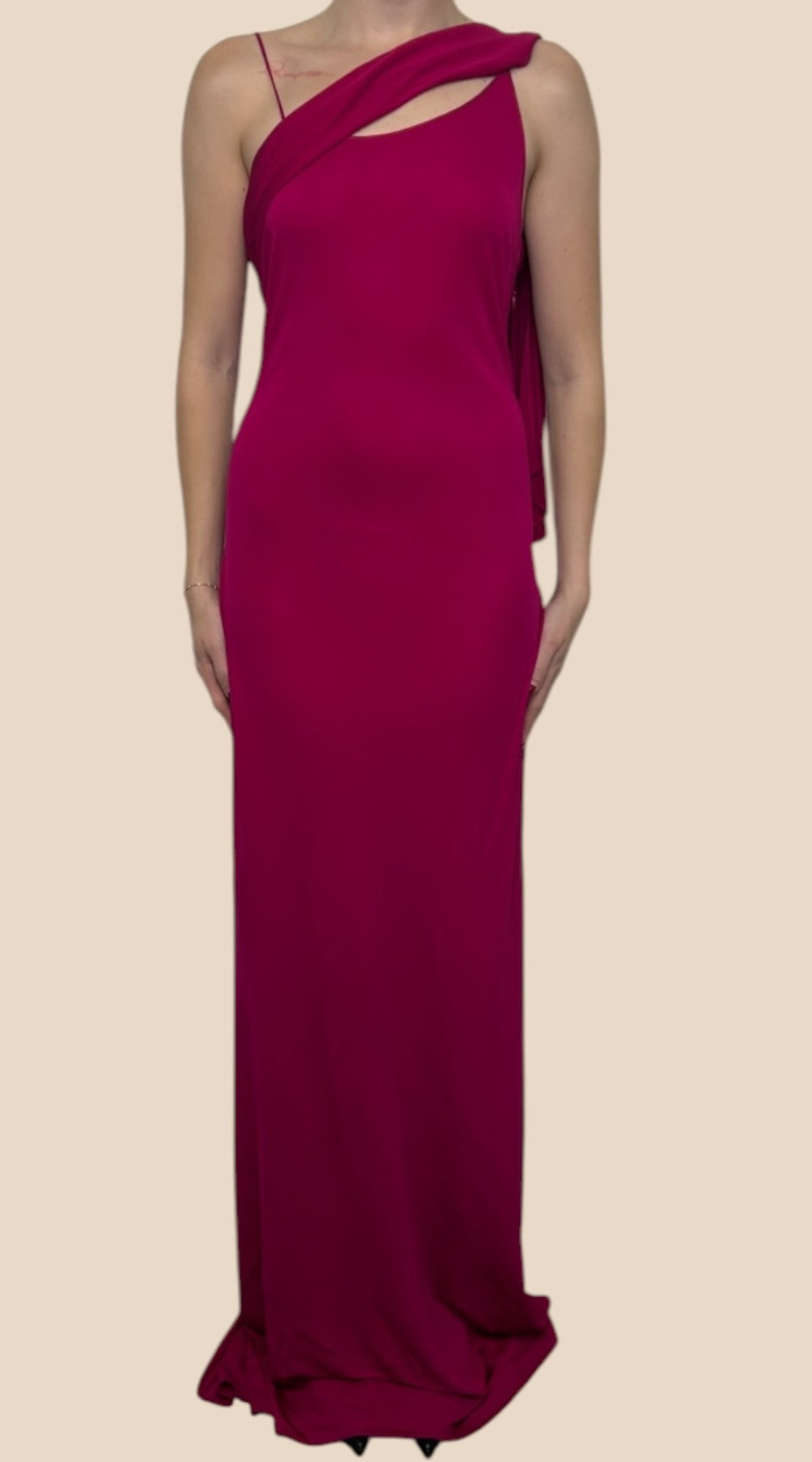 John Galliano Fuchsia Draped Maxi Dress