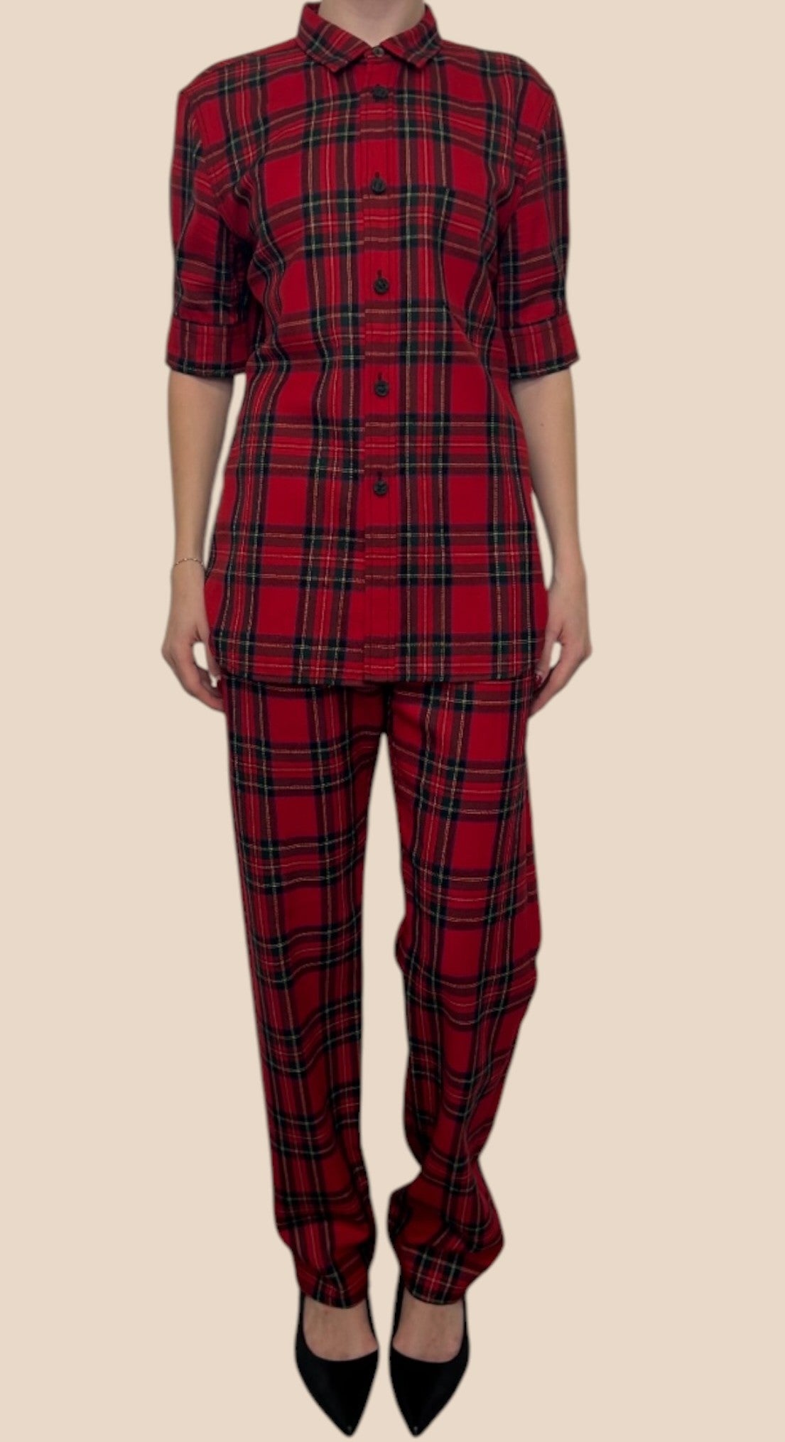 Comme des Garçons Red Plaid Shirt & Pants Set