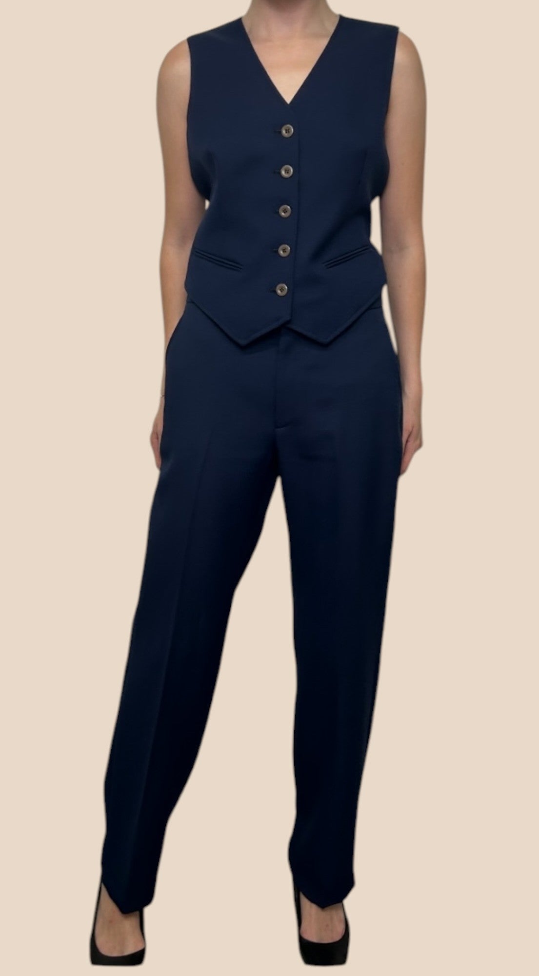 Gucci Navy Blue Tailored Vest & Trouser Set