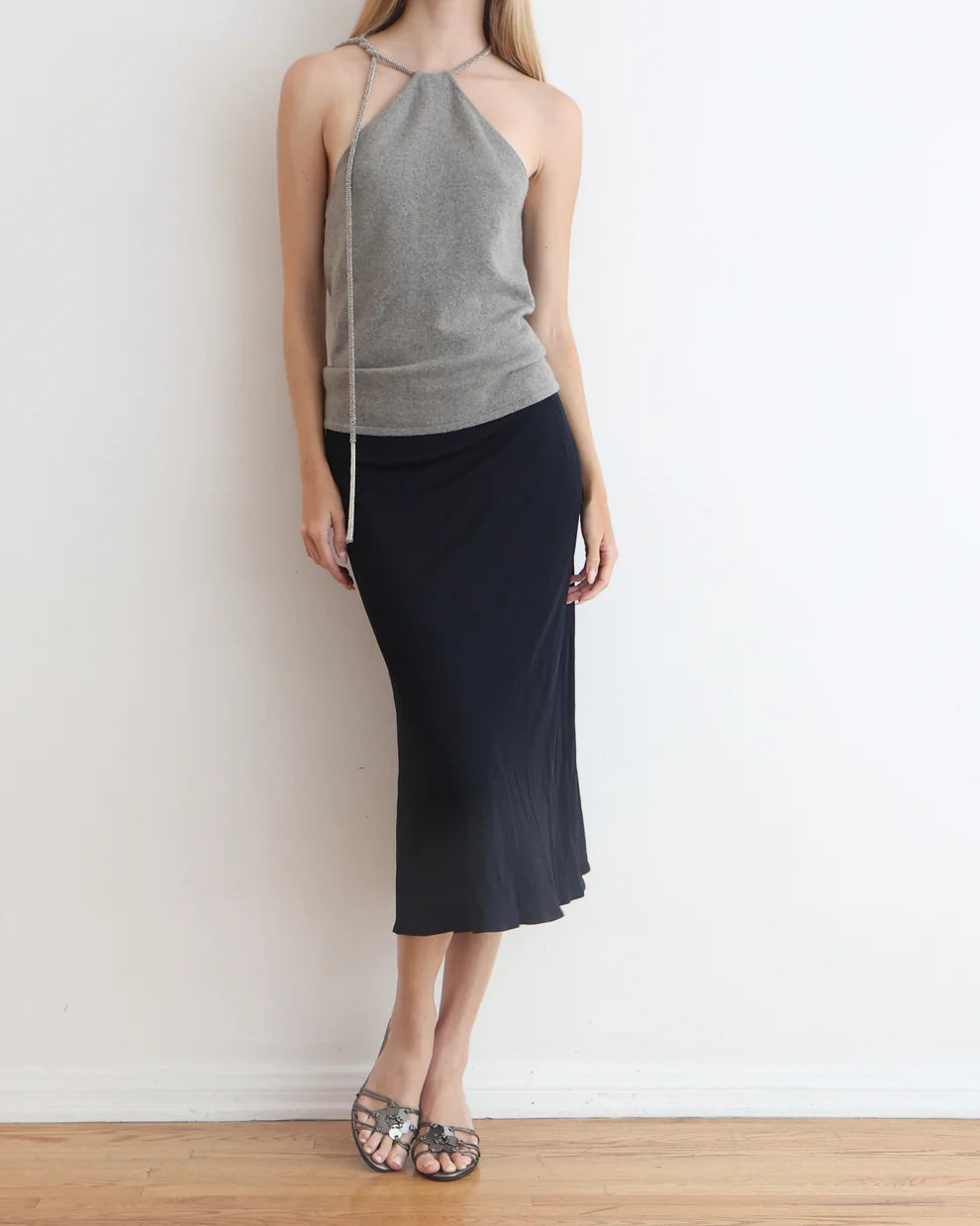 Ralph Lauren Gray Tassel Halter Top