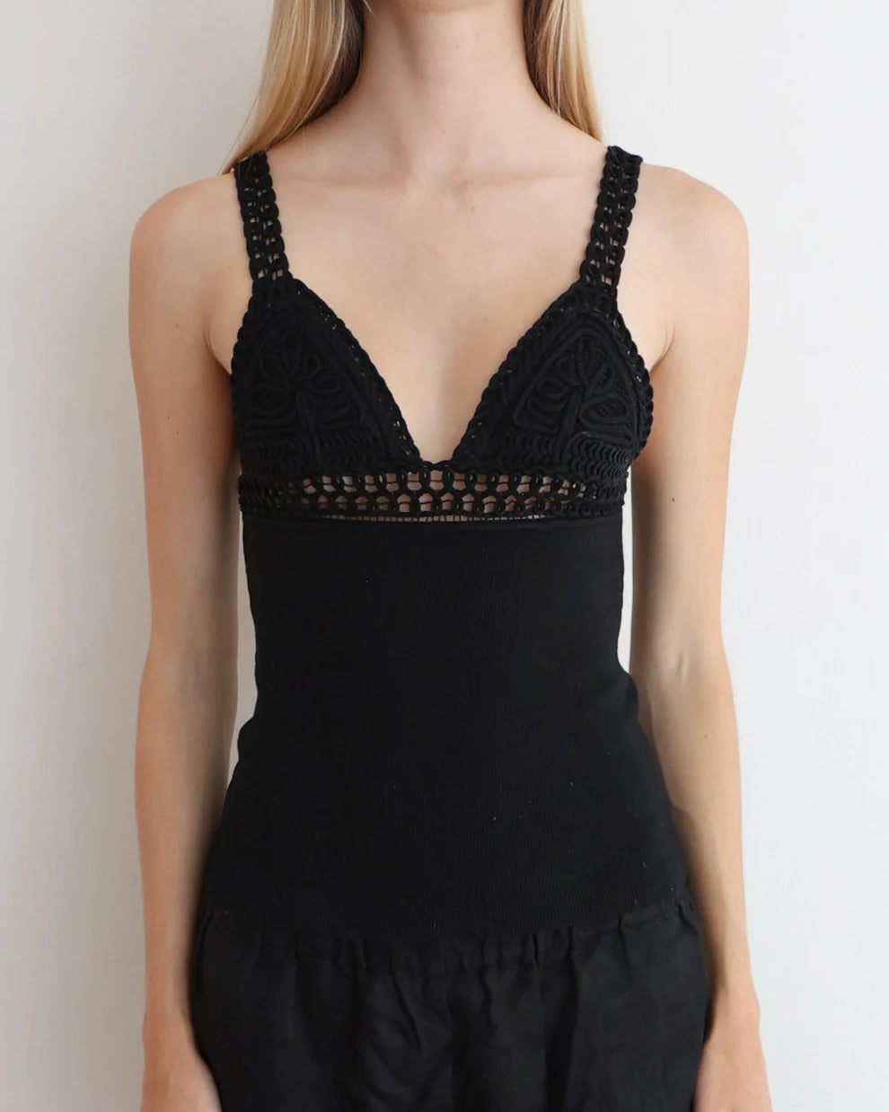 Valentino Black Crochet Tank