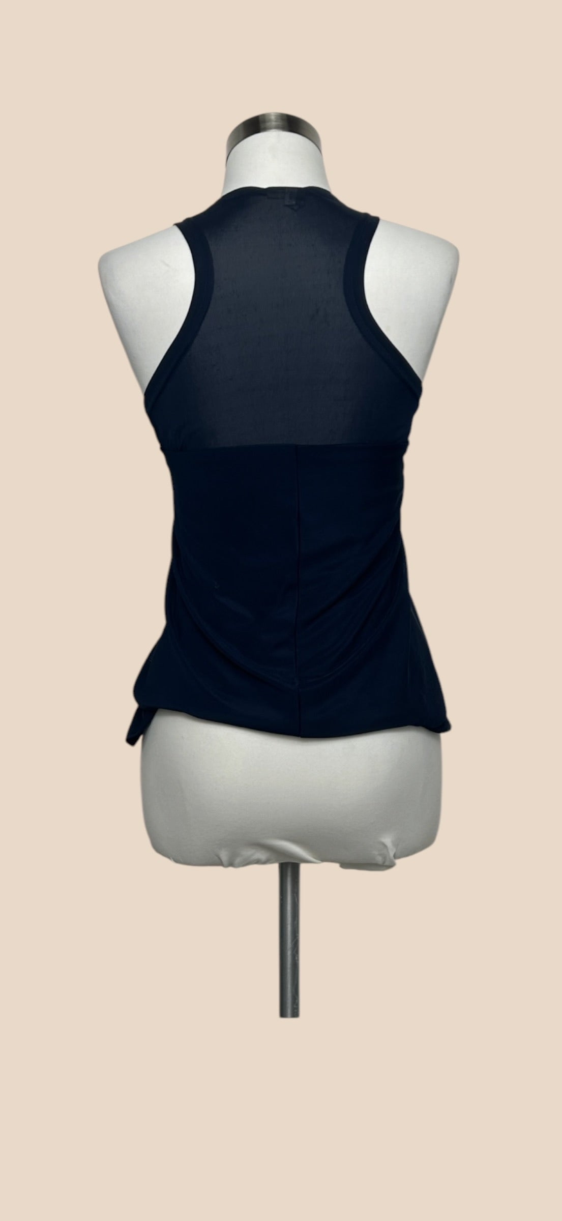 Balenciaga Navy Blue Sleeveless Draped Scoop Neck Racerback Top
