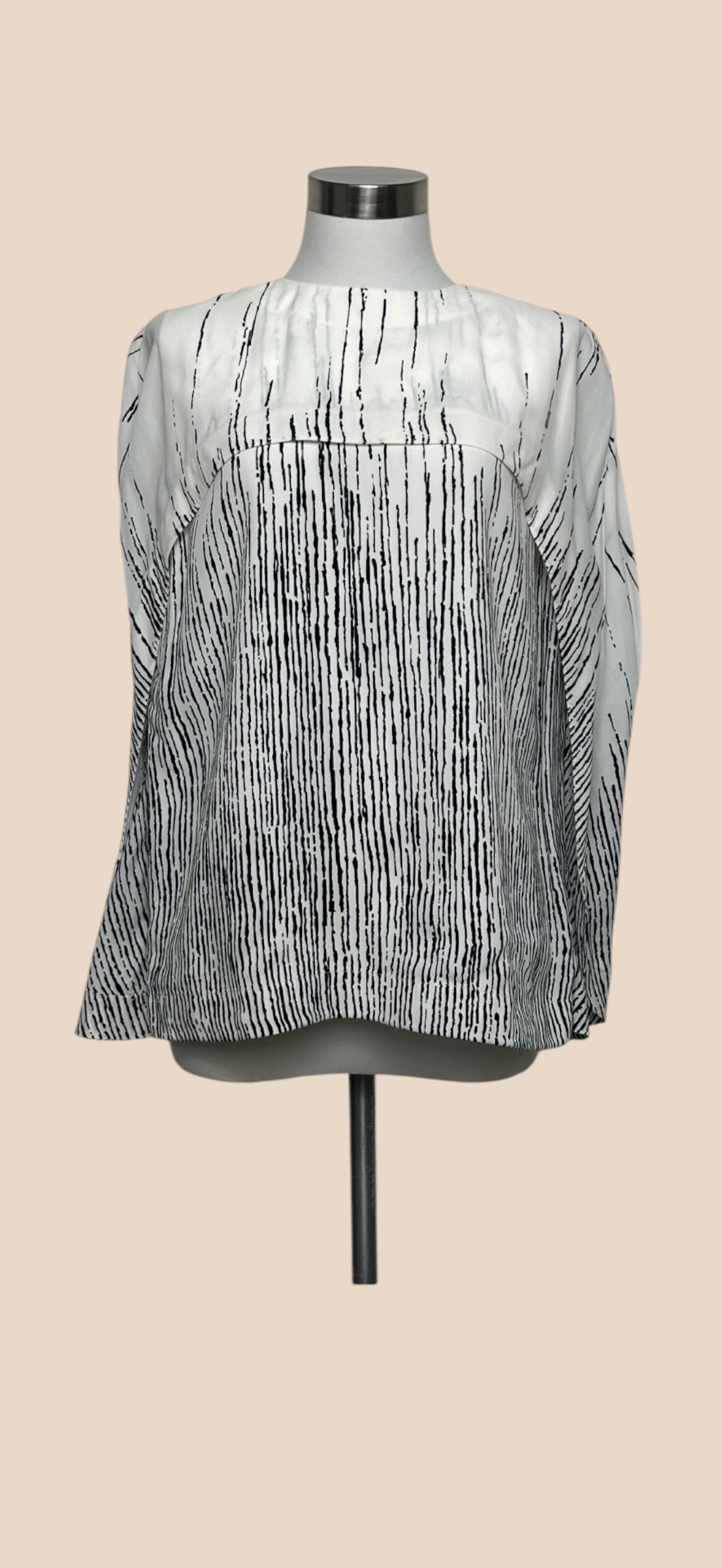 Balenciaga White & Black Stripe Long Sleeve Blouse