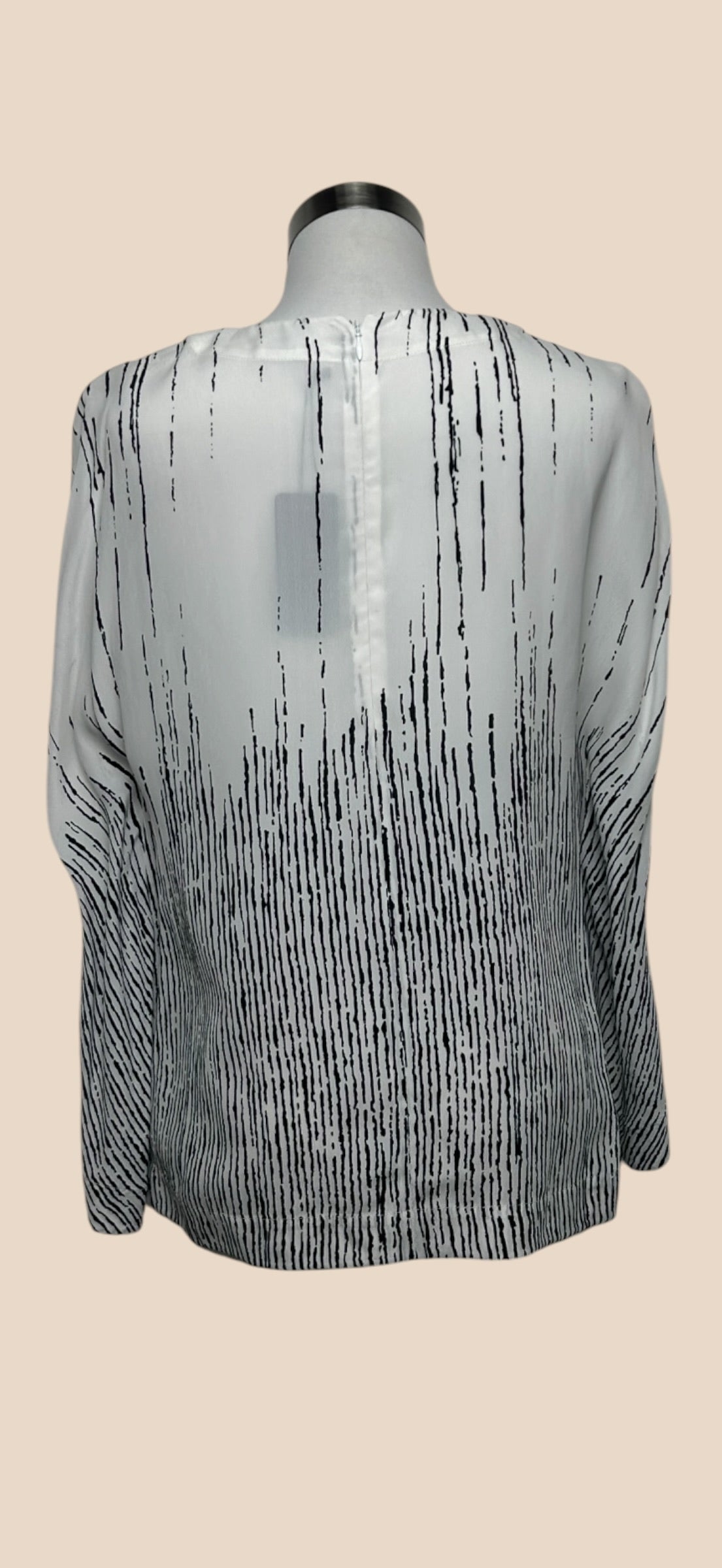 Balenciaga White & Black Stripe Long Sleeve Blouse