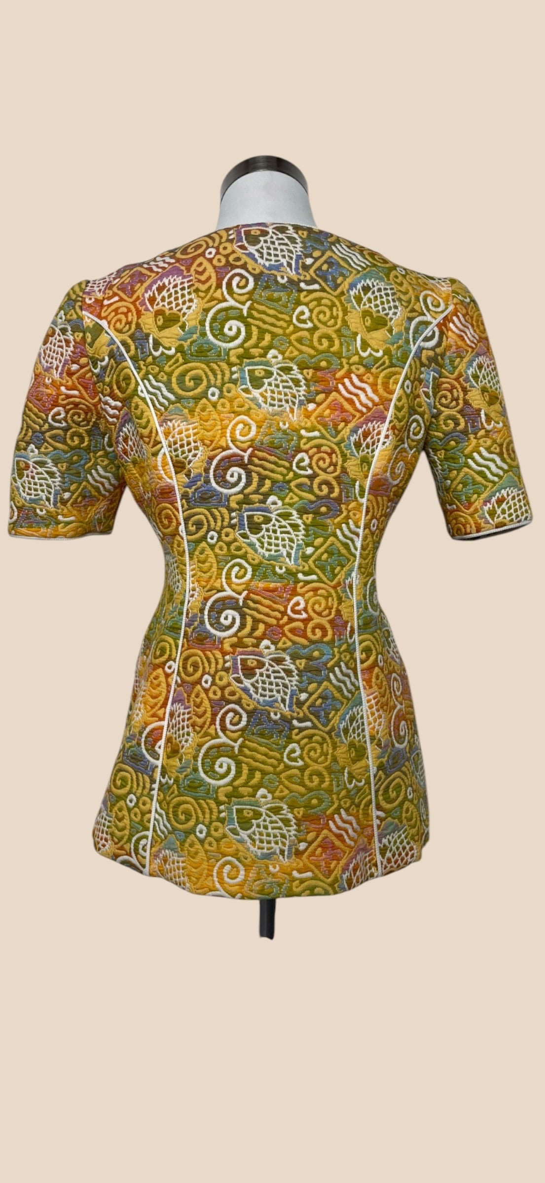 Bob Mackie Multicolor Short-Sleeve Double-Breasted Jacket