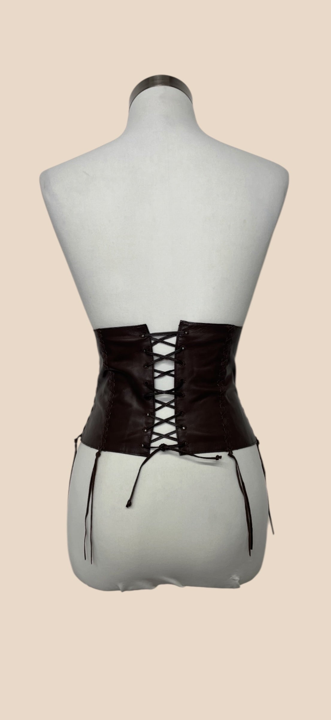 Bottega Veneta Dark Brown Leather Lace-Up Corset Waist Belt