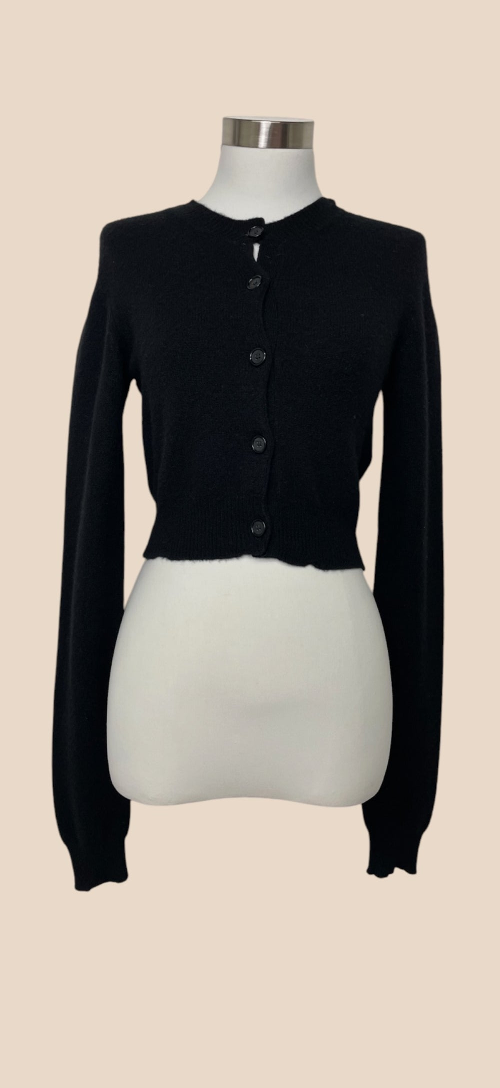 Bottega Veneta Black Cropped Long-Sleeve Button-Up Cardigan