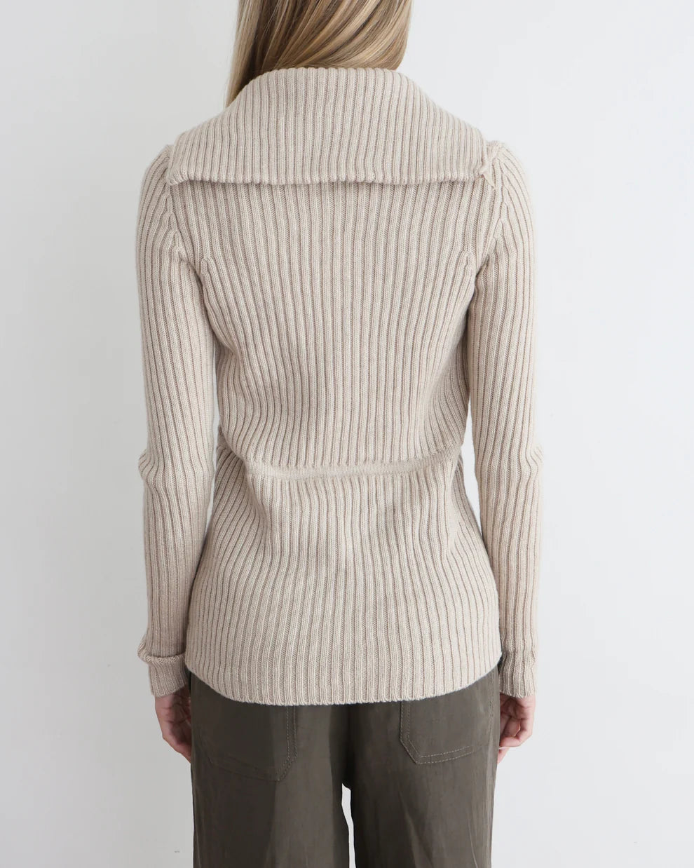 Prada Linea Rossa Beige Ribbed Sweater