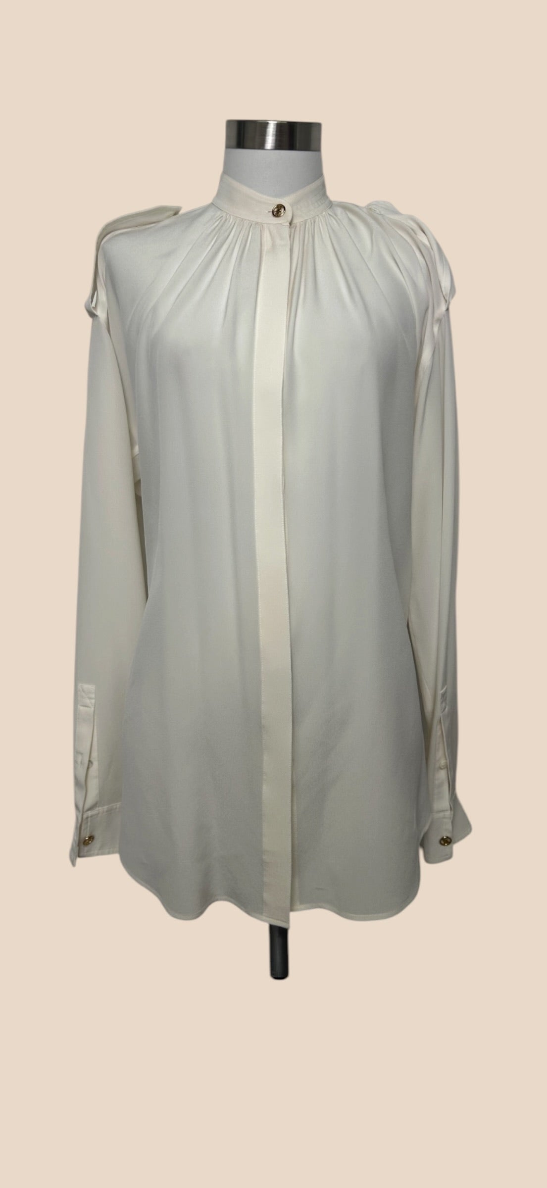 Burberry Ivory High-Neck Blouse