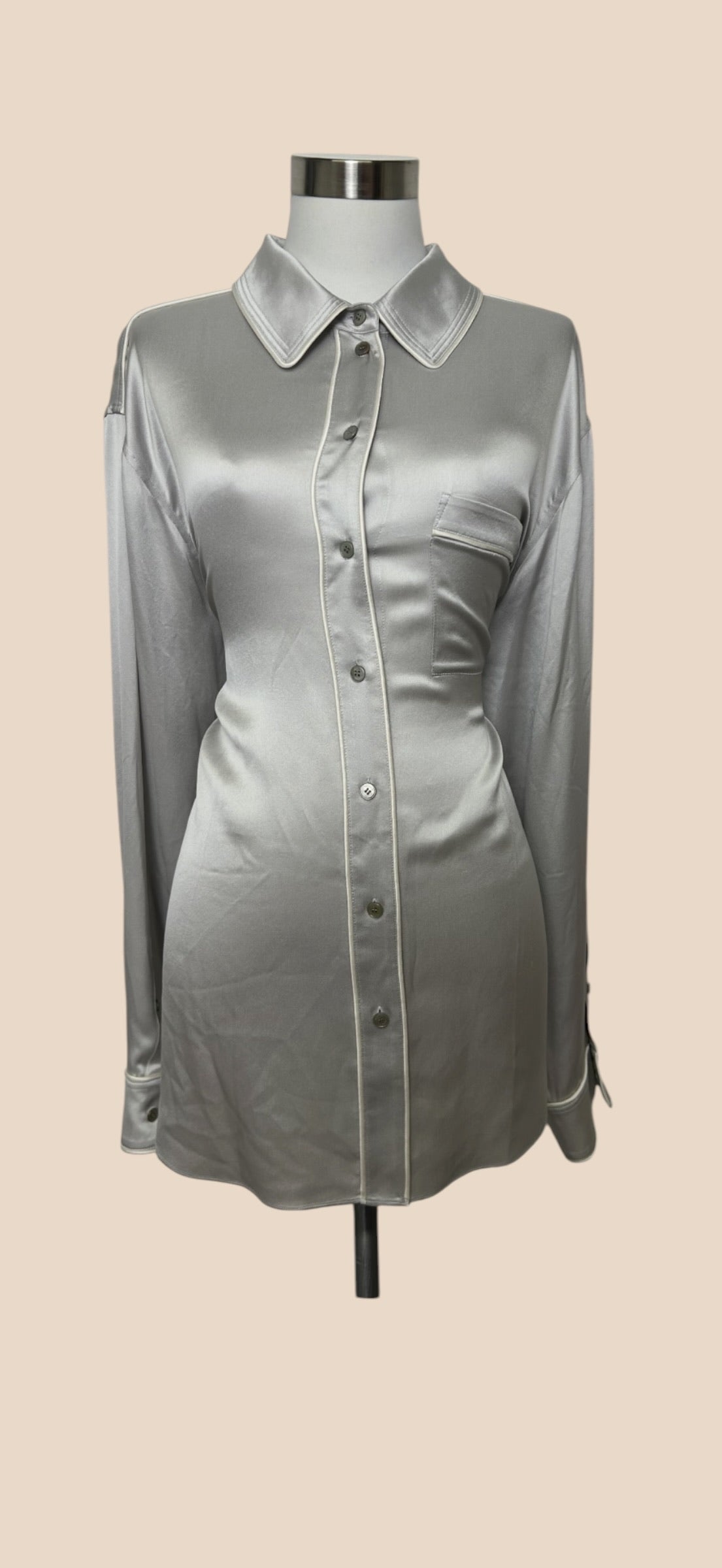 Burberry Silver Long-Sleeve Button-Up Shirt