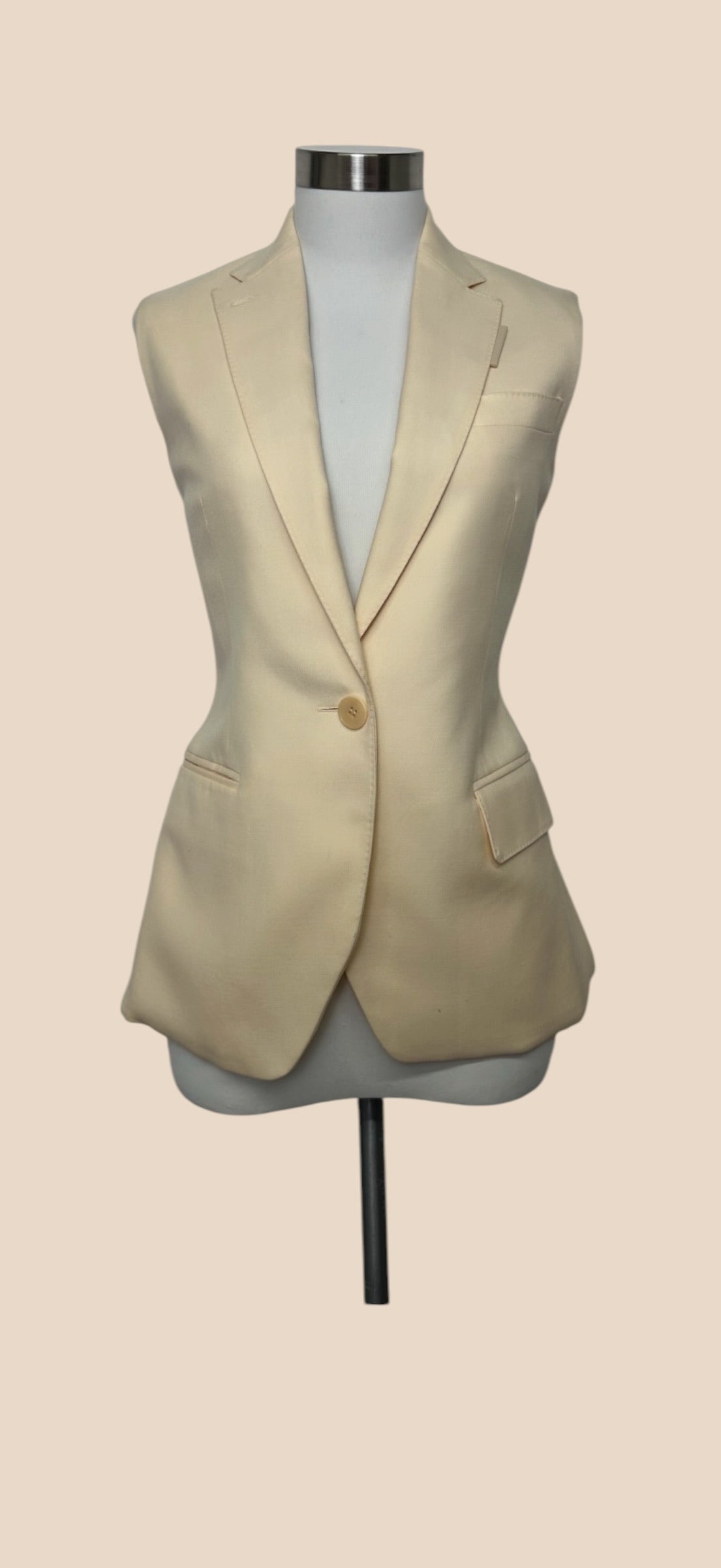 Burberry Cream Sleeveless Tailored Single-Button Blazer Vest