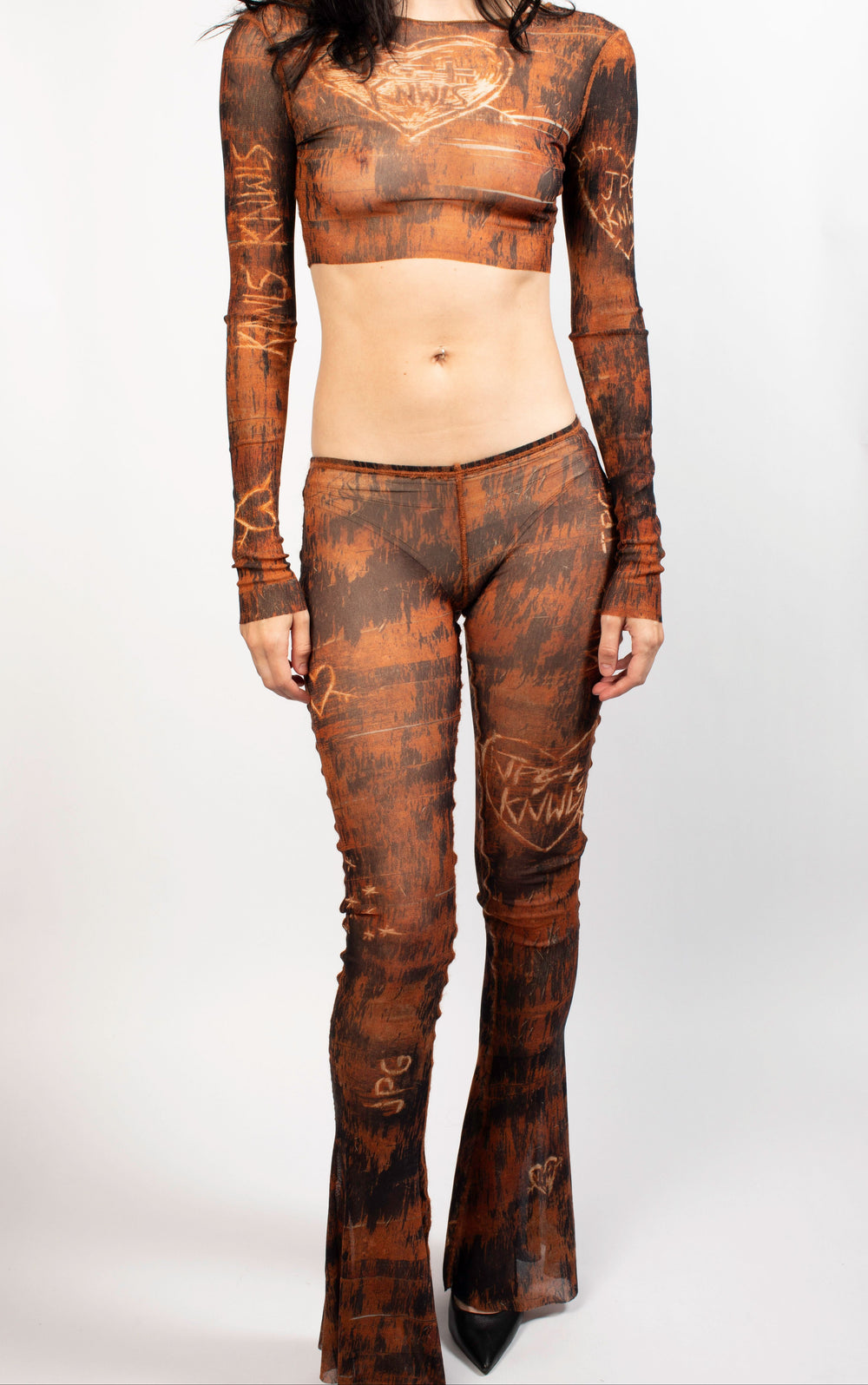 KNWLS Brown Mesh Long Sleeve & Leggings Set