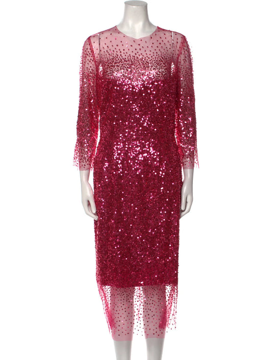 Monique Lhuillier Pink Sequin Dress