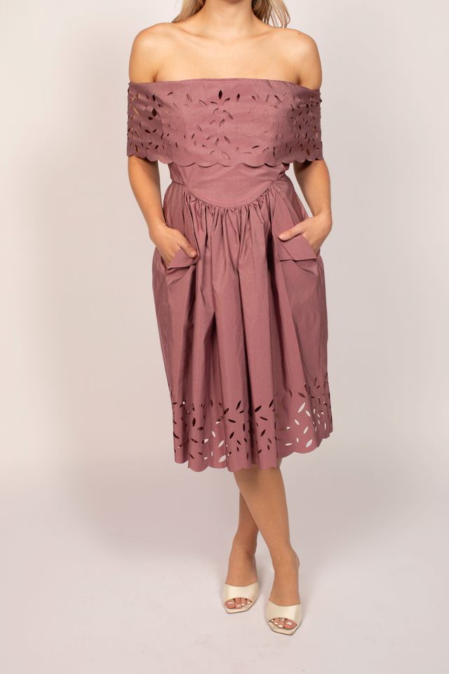 Vivienne Westwood Purple Off The Shoulder Midi Dress