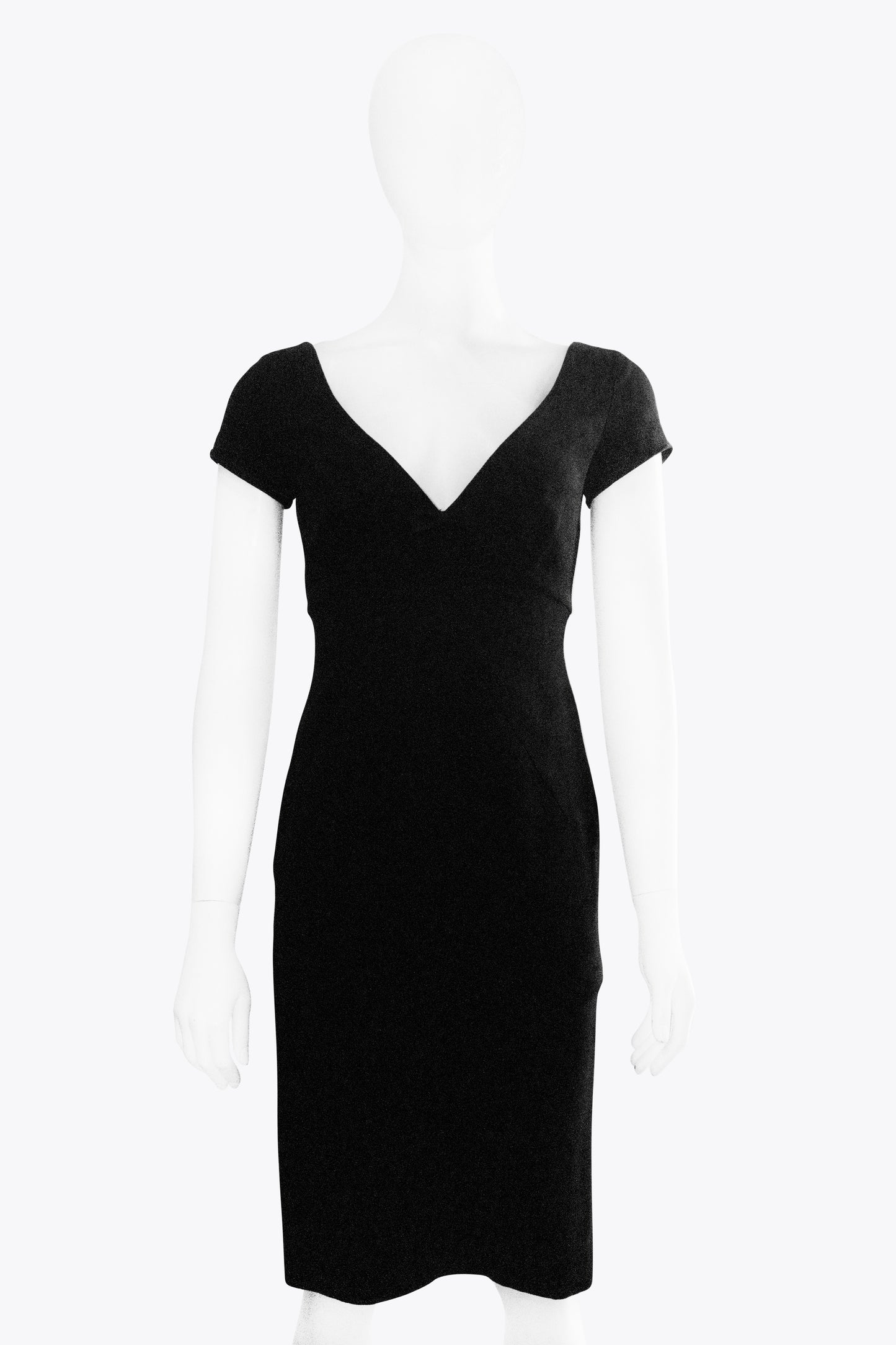 Dolce & Gabbana Black V-Neck Short-Sleeve Midi Dress