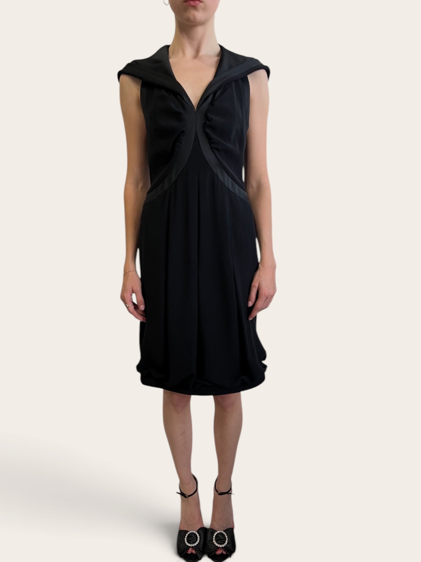 Giorgio Armani Black Dress with Hood and Back Detail