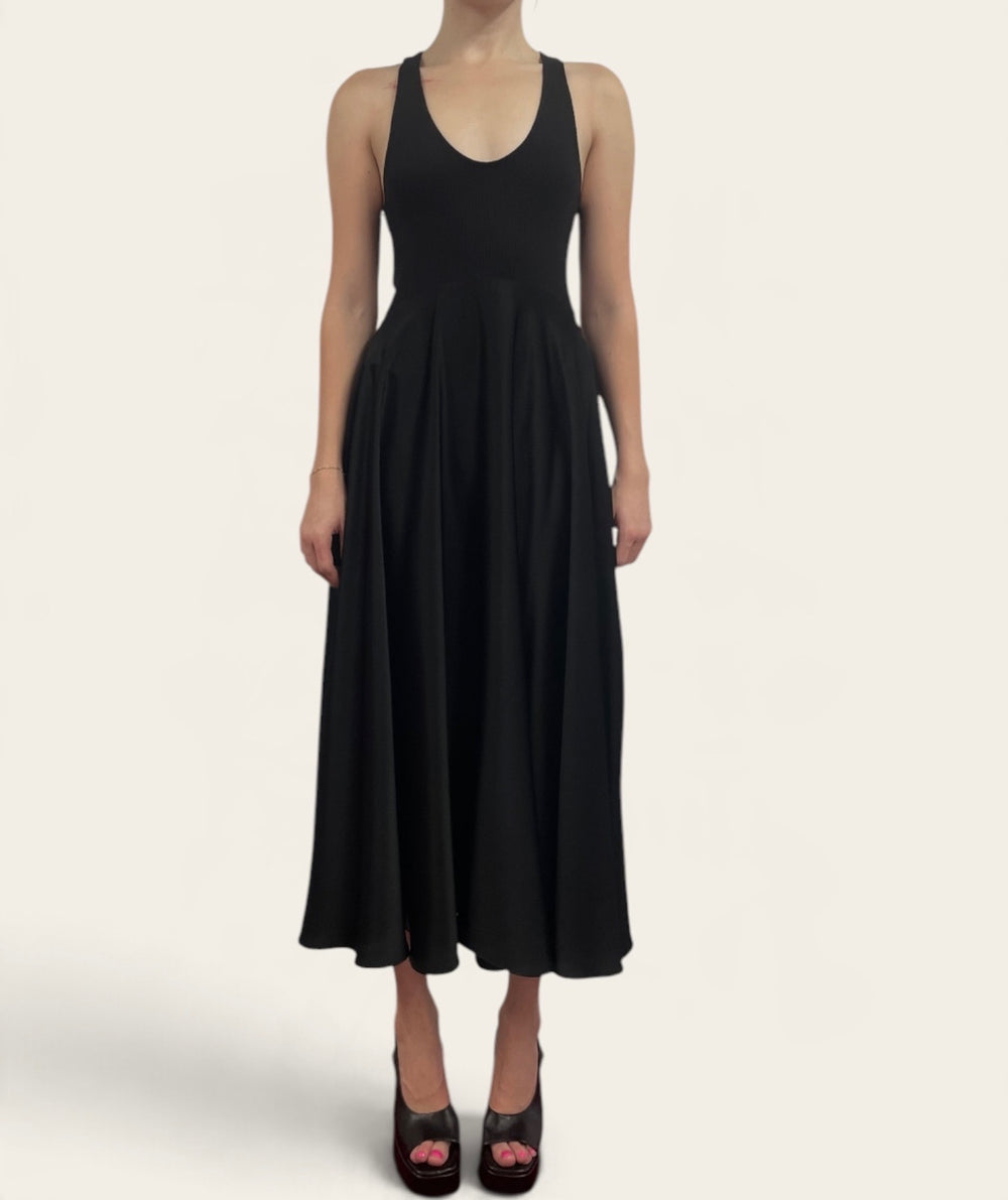 Alaïa Black Sleeveless Cross-Back Midi Dress