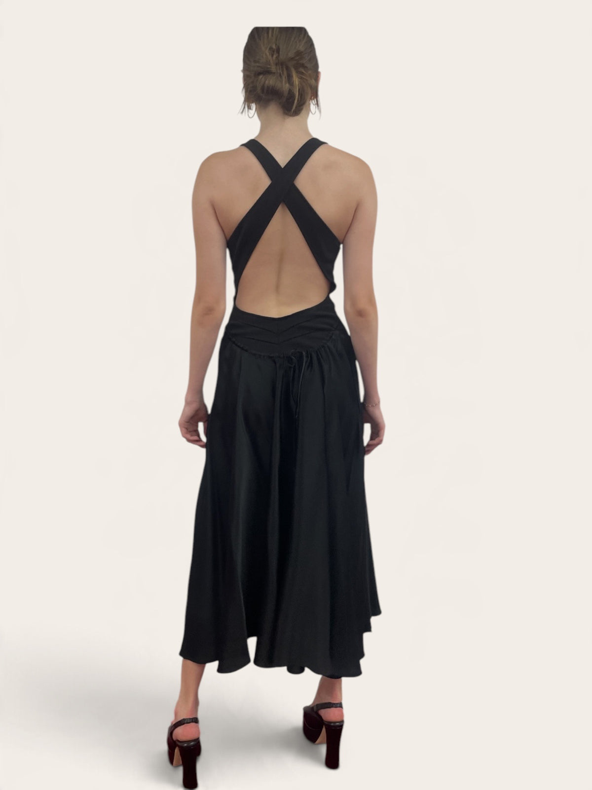 Alaïa Black Sleeveless Cross-Back Midi Dress
