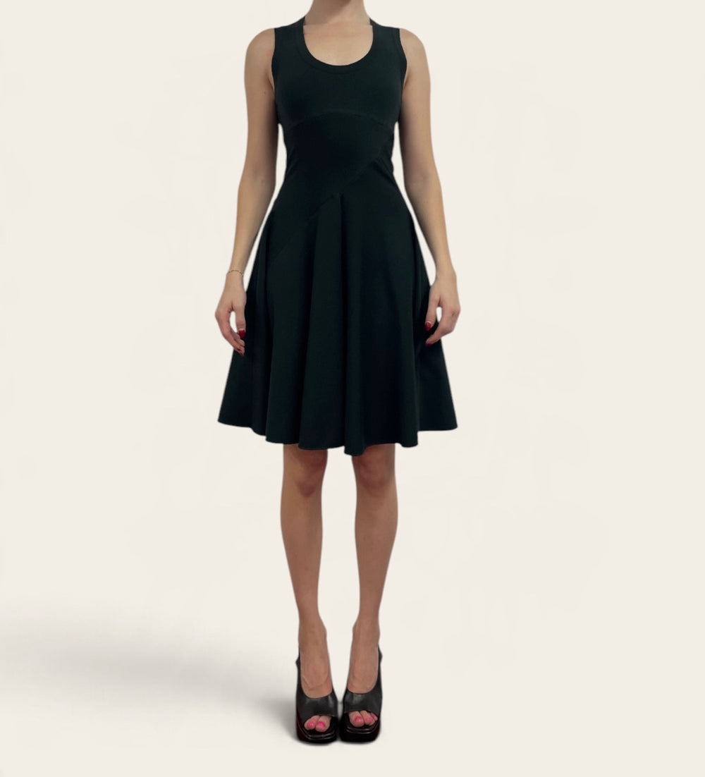 Alaïa Black Sleeveless Scoop Neck Fit-and-Flare Knee-Length Dress