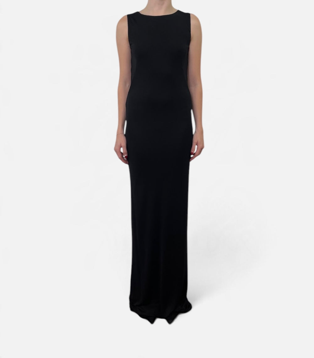 Alberta Ferretti Black Sleeveless Open Back Maxi Dress