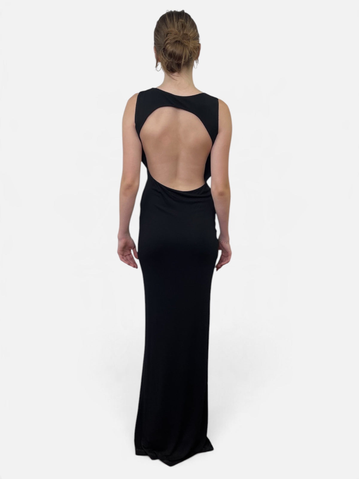 Alberta Ferretti Black Sleeveless Open Back Maxi Dress