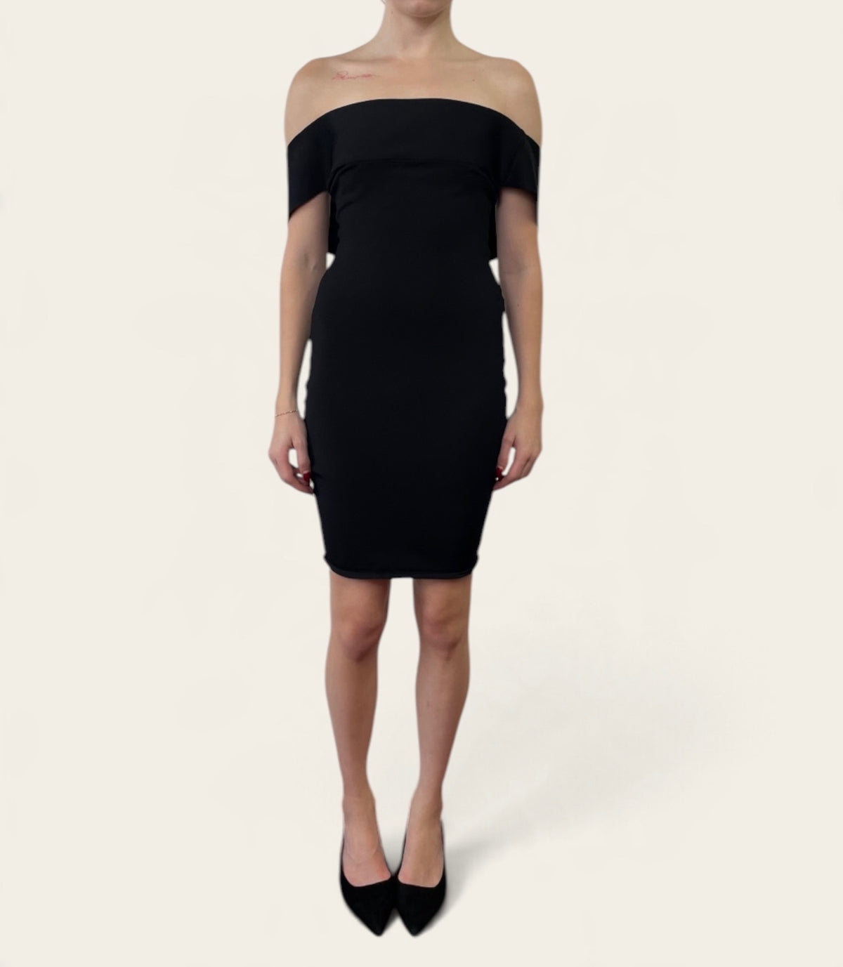 Alexandre Vauthier Black Off-Shoulder Open Back Bodycon Mini Dress