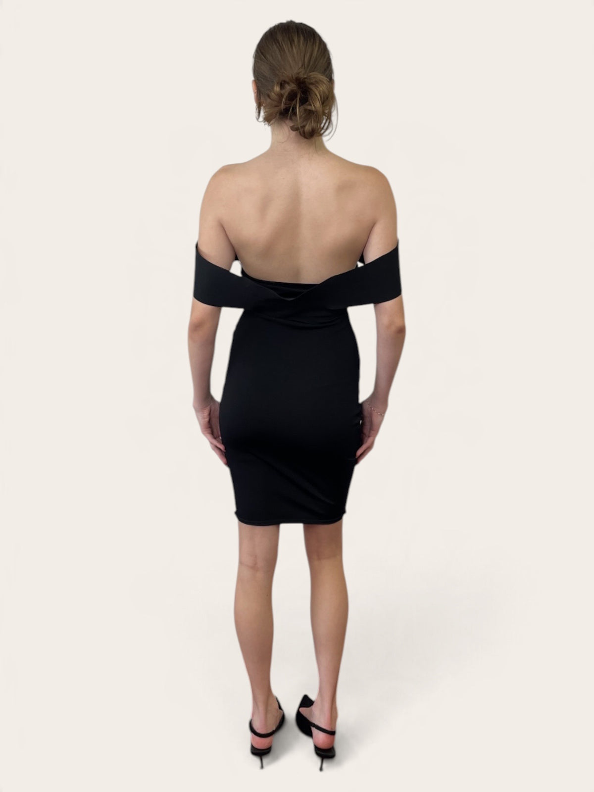 Alexandre Vauthier Black Off-Shoulder Open Back Bodycon Mini Dress