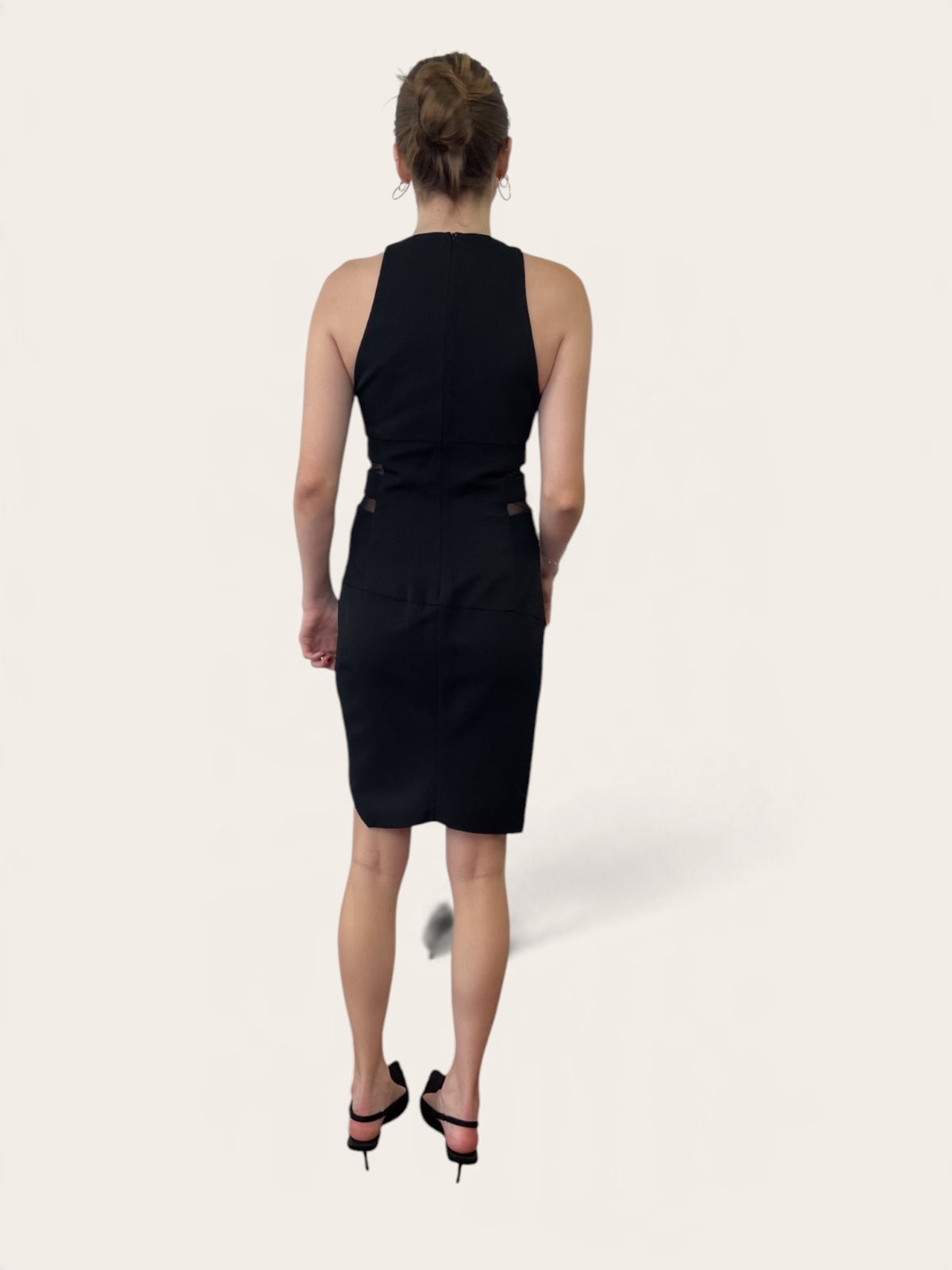 Alex Perry Black Sleeveless Asymmetric Hem Knee-Length Dress