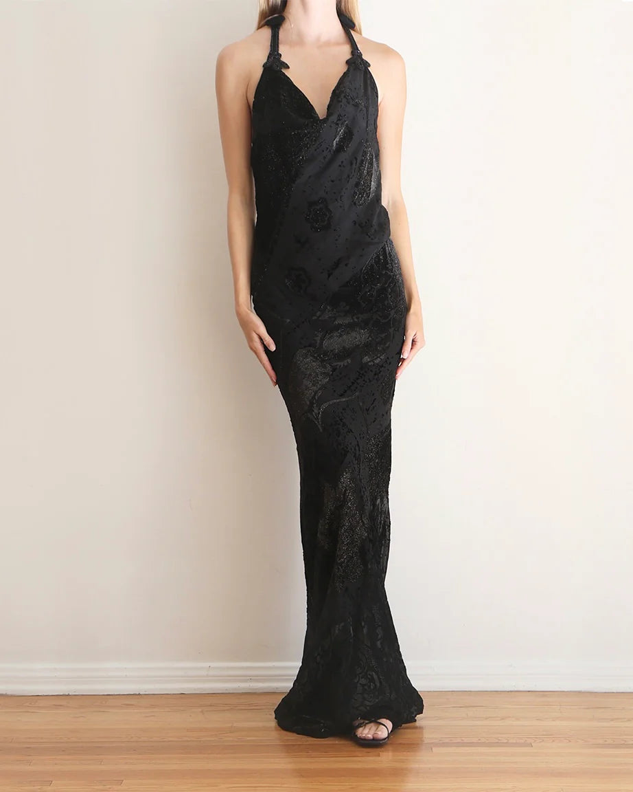 Roberto Cavalli Black Beaded Gown
