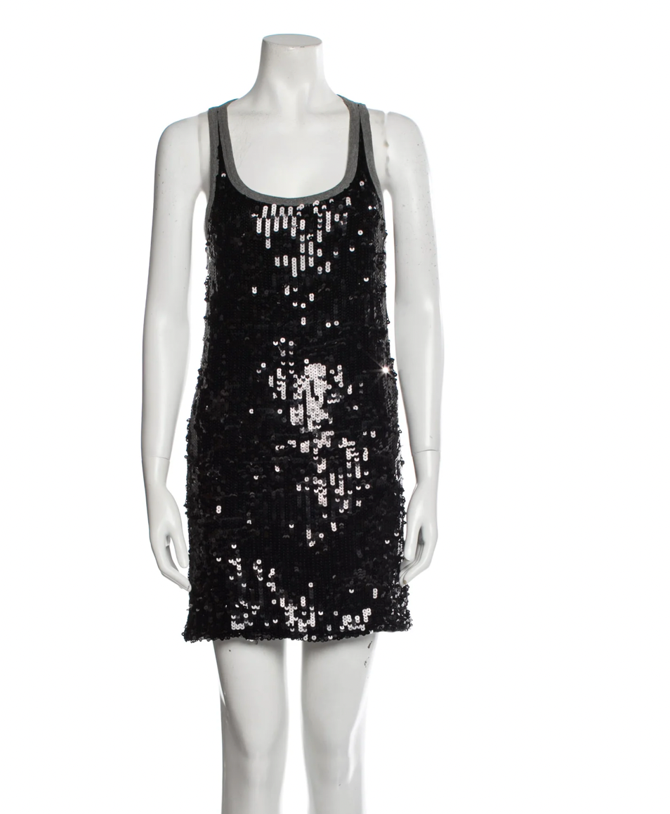 Dolce & Gabbana Black and Grey Sequined Mini Dress