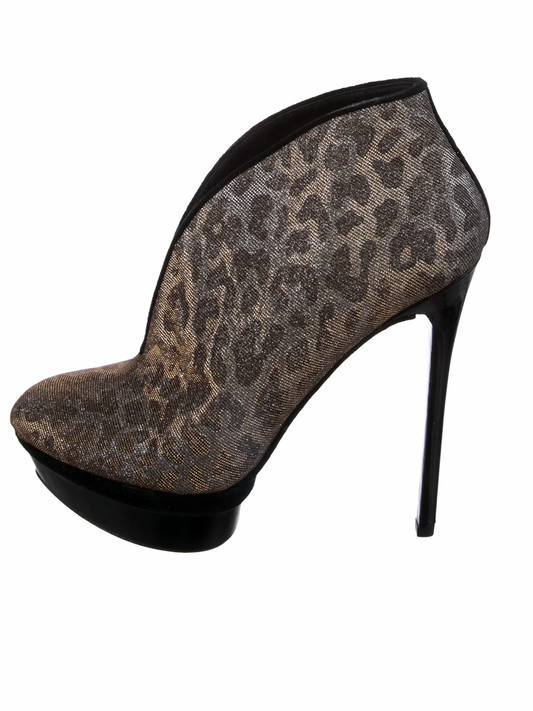 Brian Atwood Gold and Metallic Animal Print Boots