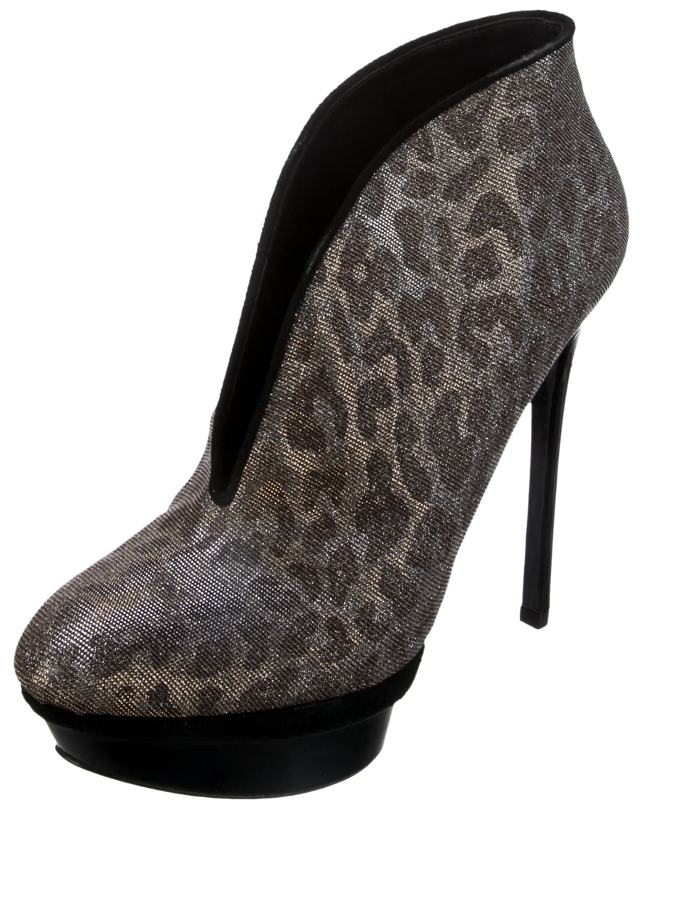 Brian Atwood Gold and Metallic Animal Print Boots