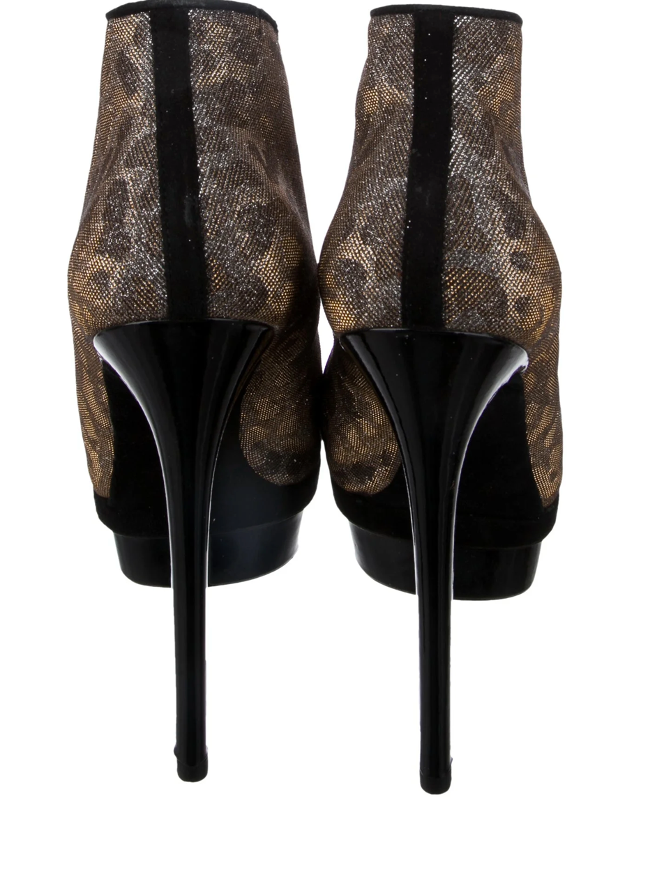 Brian Atwood Gold and Metallic Animal Print Boots