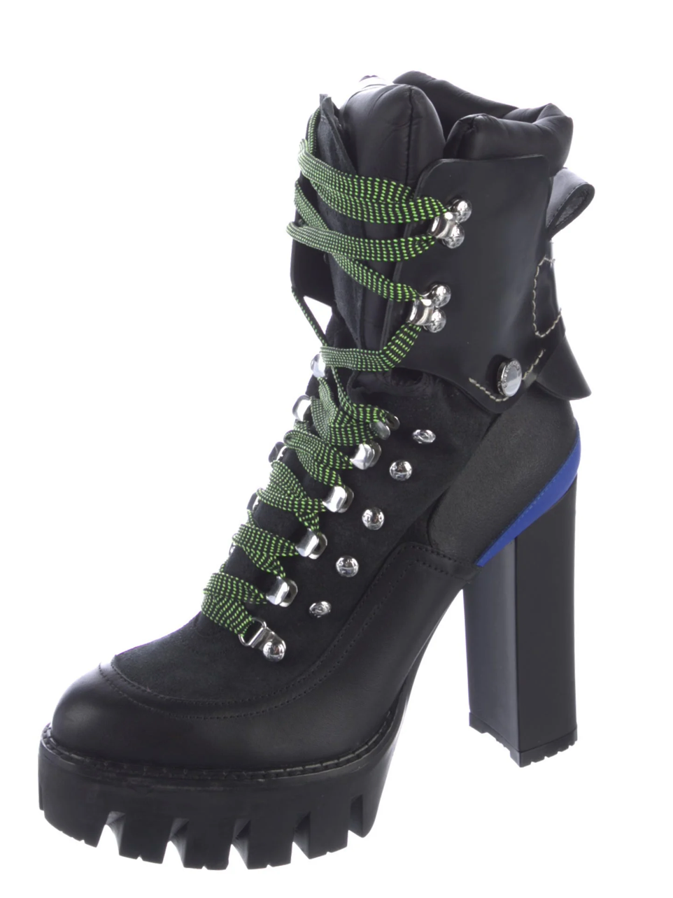 Dsquared² Black Leather Heeled Combat Boots