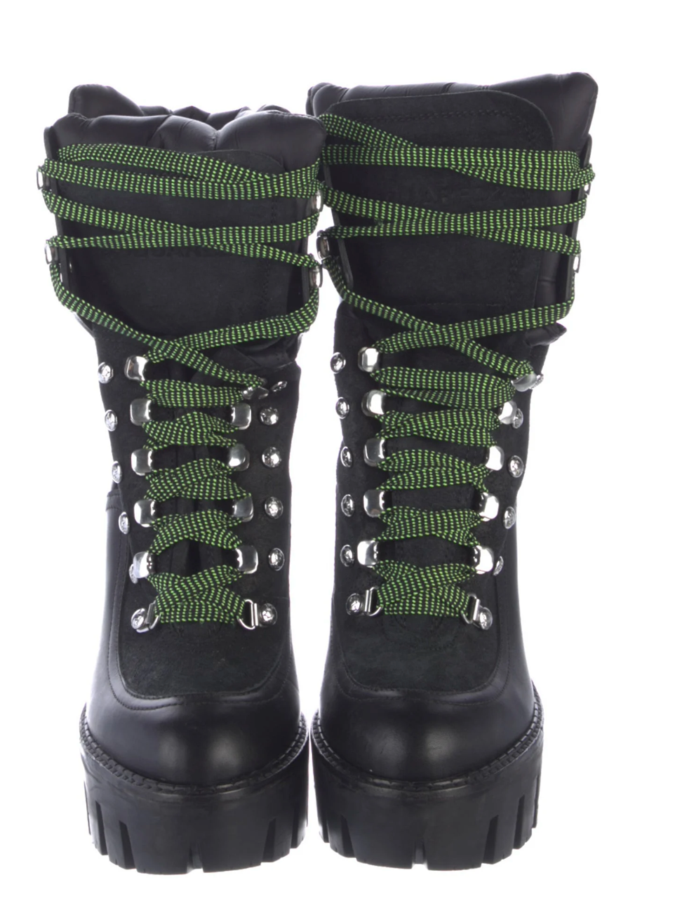 Dsquared² Black Leather Heeled Combat Boots